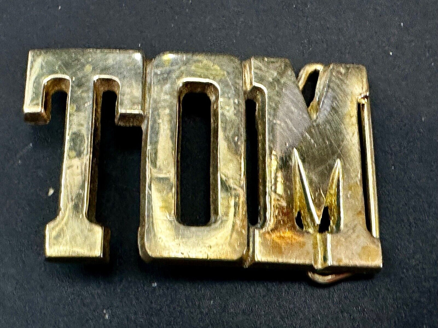 TOM - Custom Name cutout block letters Solid Brass Belt Buckle by Baron