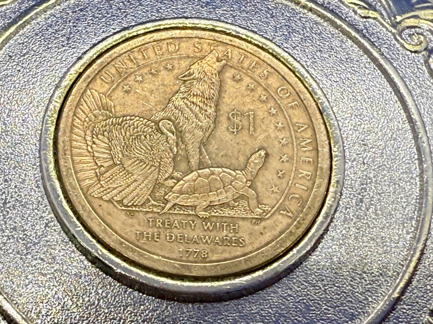United States of America Treaty Delaware Dollar Coin Collectors FCM Belt Buckle