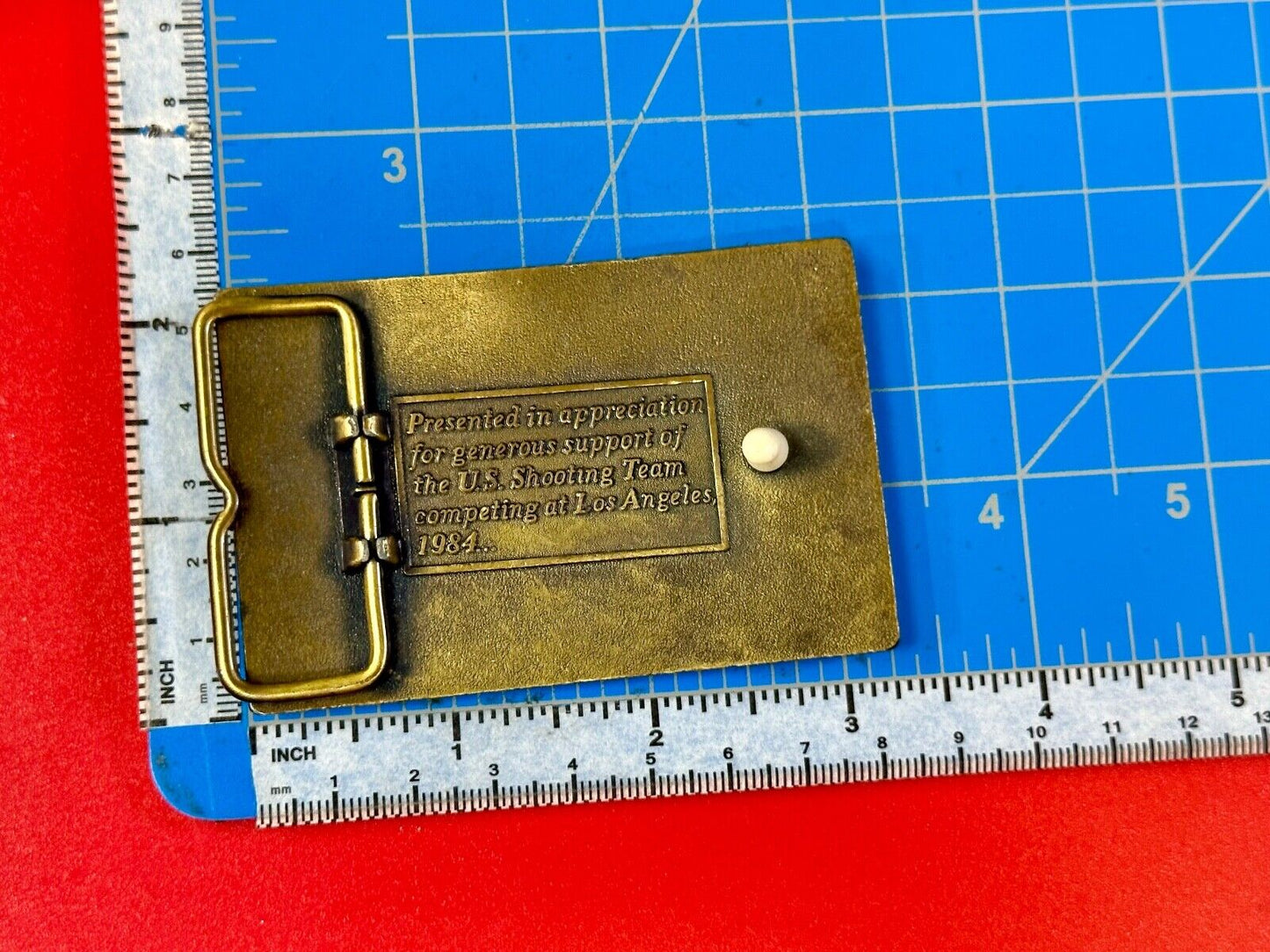 Aiming for Olympic Gold US shooting team 1984 belt buckle