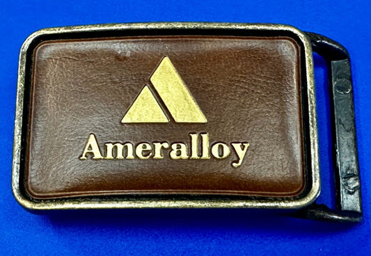 Ameralloy Steel Corporation Advertisement Leather on Metal Belt Buckle