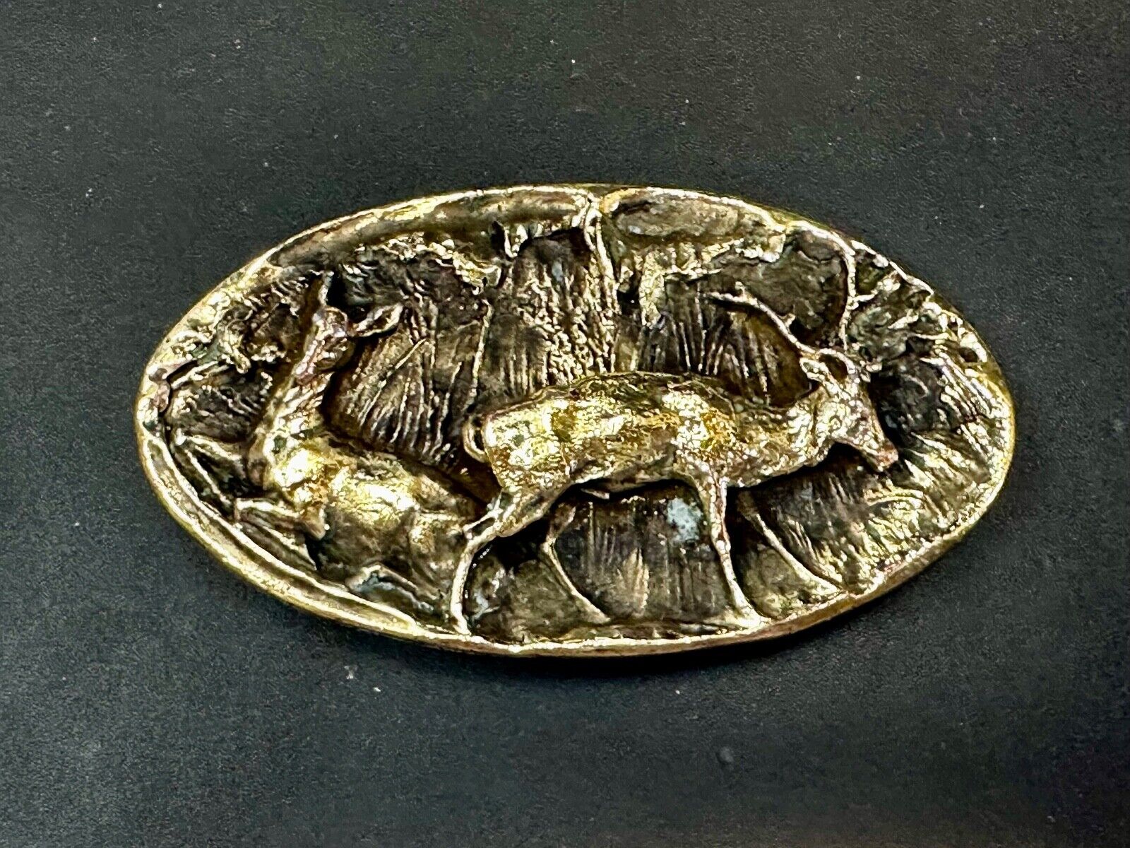 Two deer in nature Vintage Belt Buckle by Adezy - Hunters Gift!
