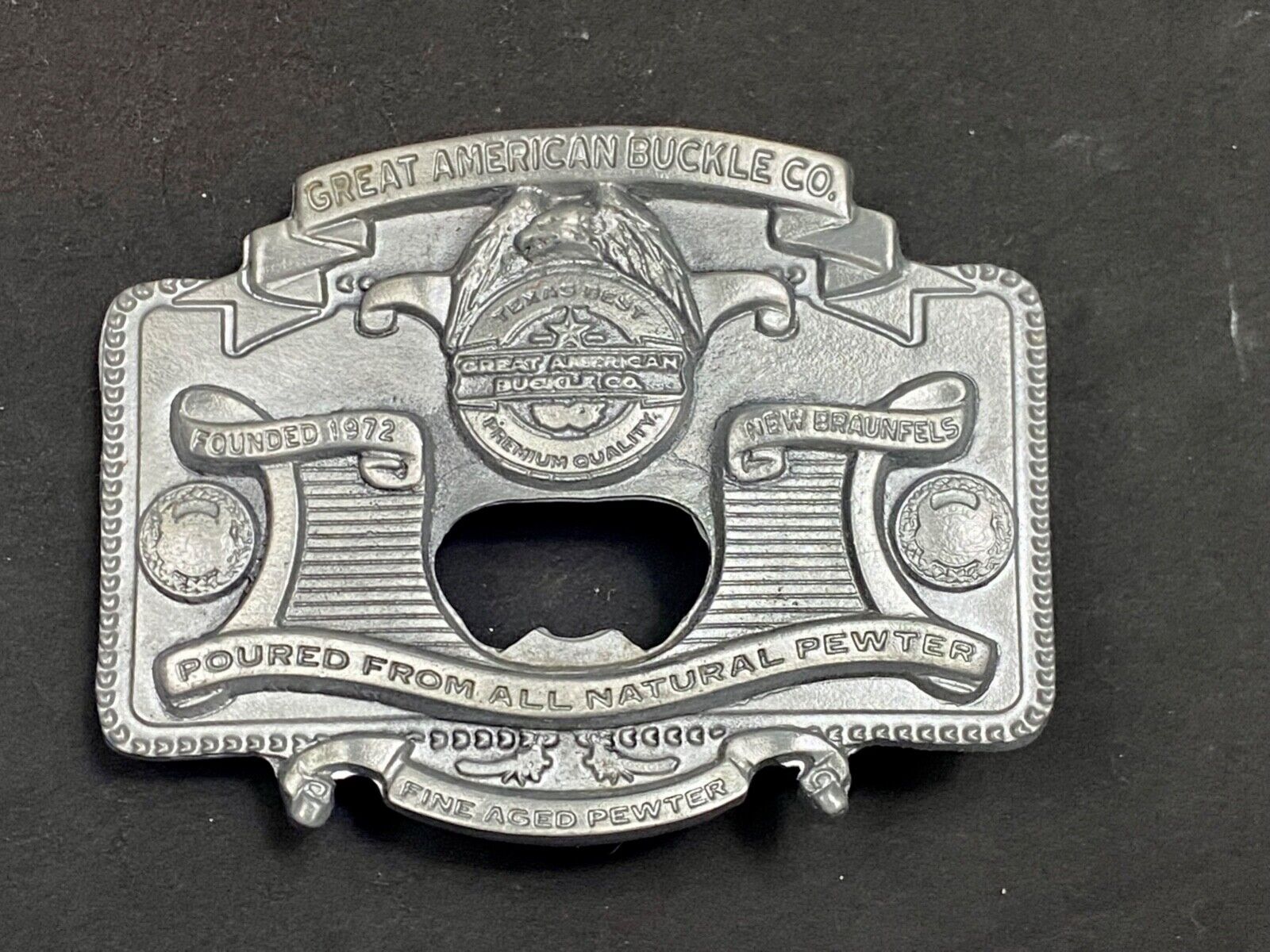 2004 Great American Products Poured From Pewter Belt Buckle & Bottle Opener