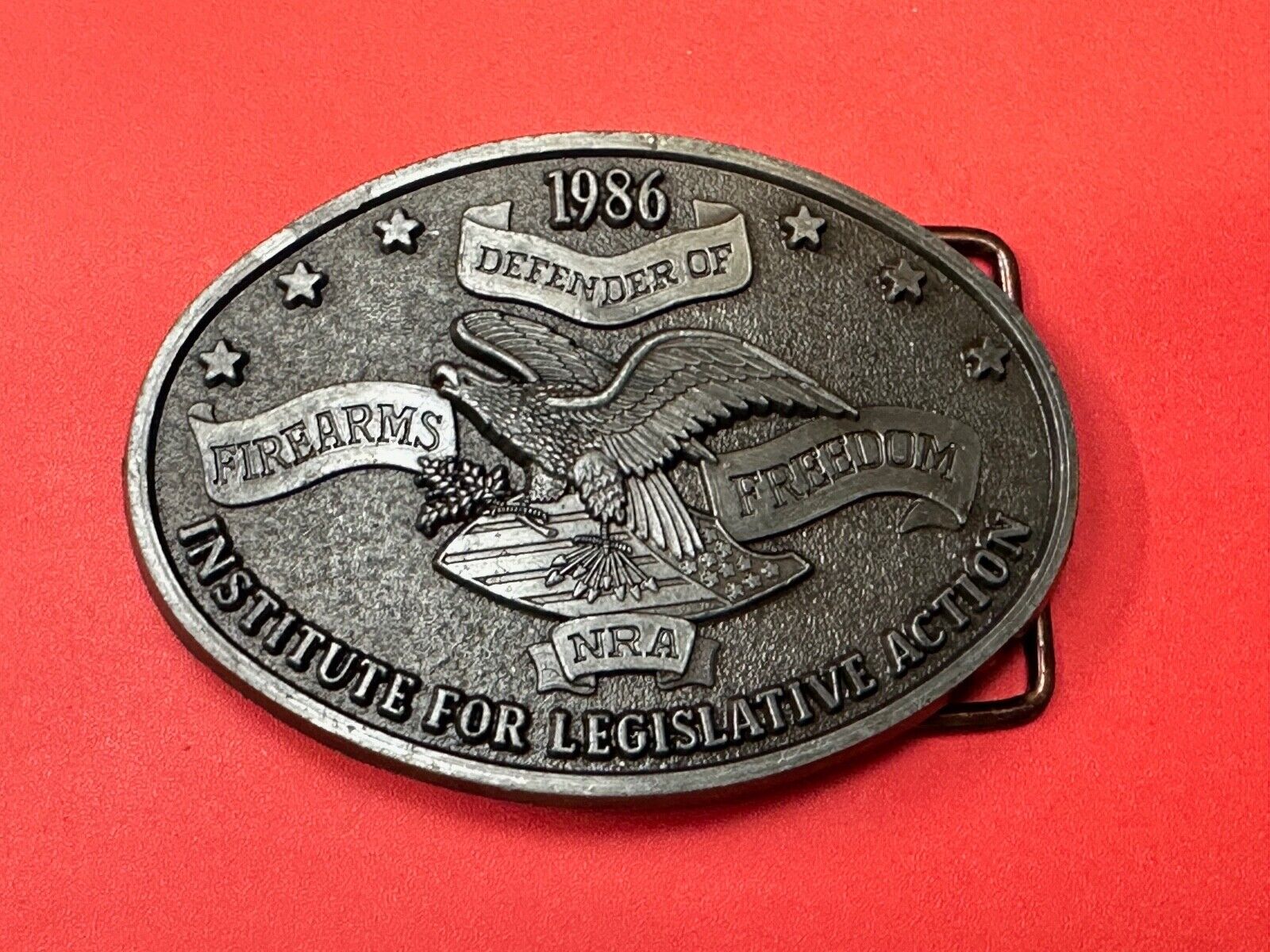 1986 NRA National Rifle Association Firearms Freedom Vintage ILA belt buckle