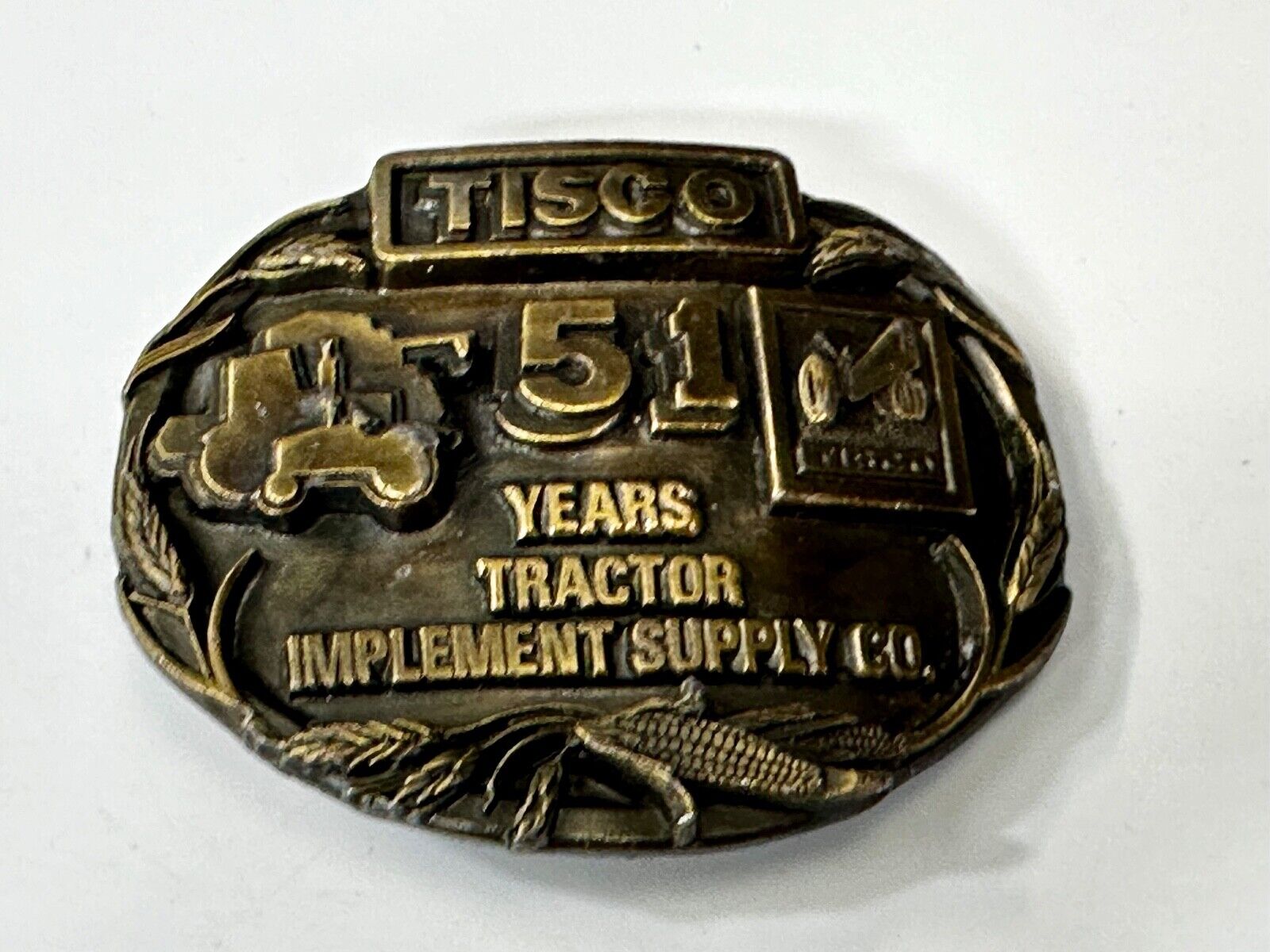 TISCO 51 Years Tractor Implement Supply Co. Belt Buckle Vintage 1987 by Siskiyou