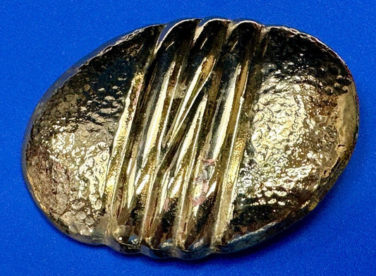 Vintage Chunky Gold Tone Raised belt buckle Scarf Slide Holder marked A