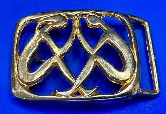 Abstract gold color Two Women touching palms  - Hippy see through belt buckle