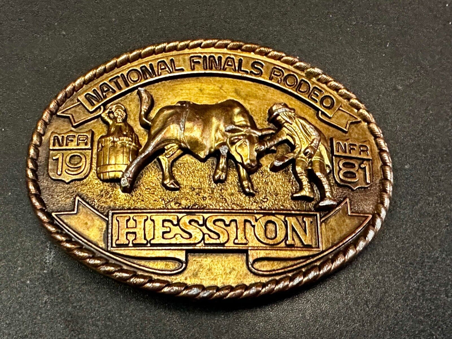 1981 Hesston NFR National Finals Rodeo Cowboys Western Belt Buckle