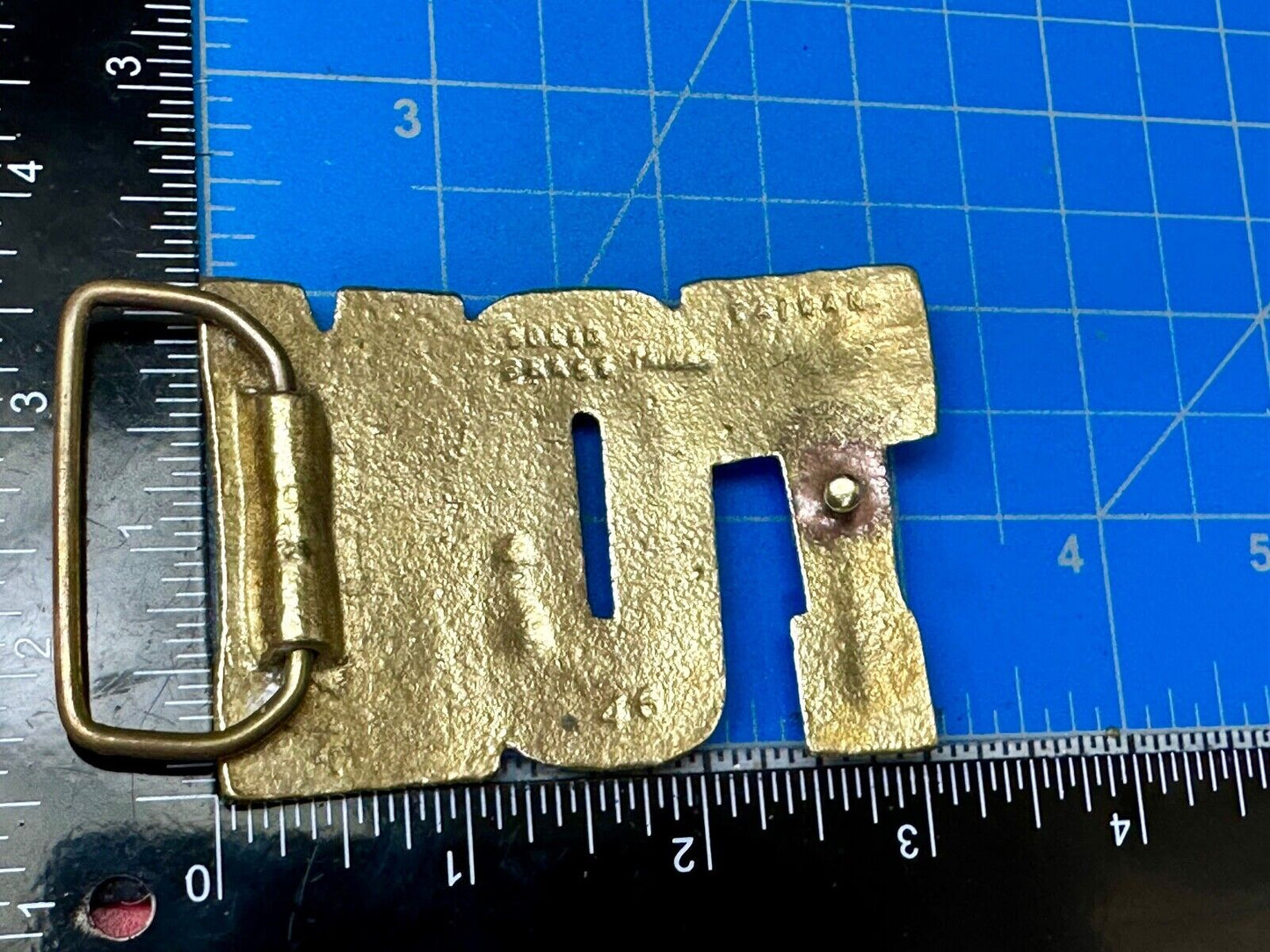 TOM Custom Name in cutout block letters solid brass belt buckle - Taiwan ROC