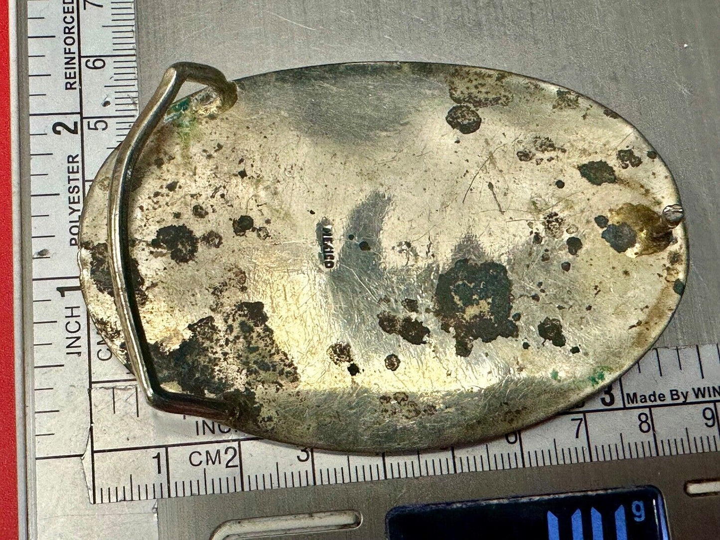 Abalone Shell Ocean Theme Palm Trees  3.5" wide Oval belt buckle from Mexico