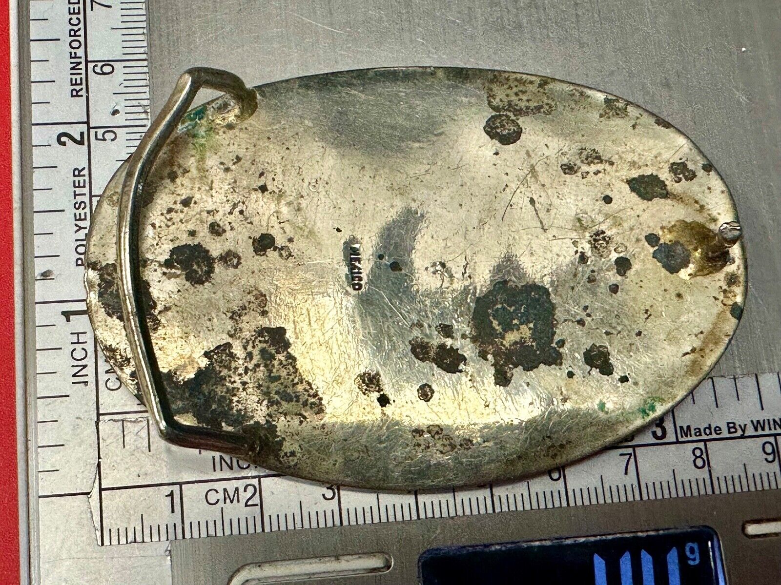 Abalone Shell Ocean Theme Palm Trees  3.5" wide Oval belt buckle from Mexico
