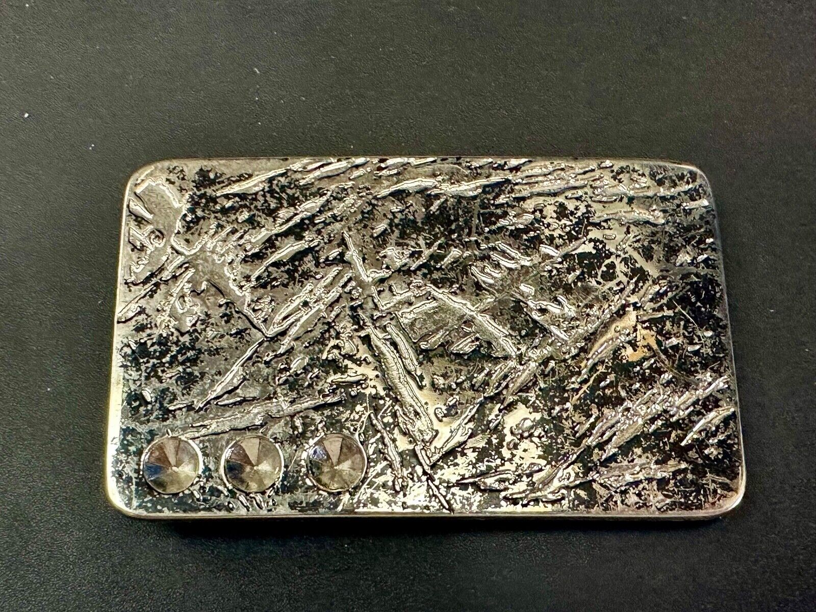 Unknown to me!  Faux Metal shards - space for 3 Rhinestone's Vintage Belt Buckle