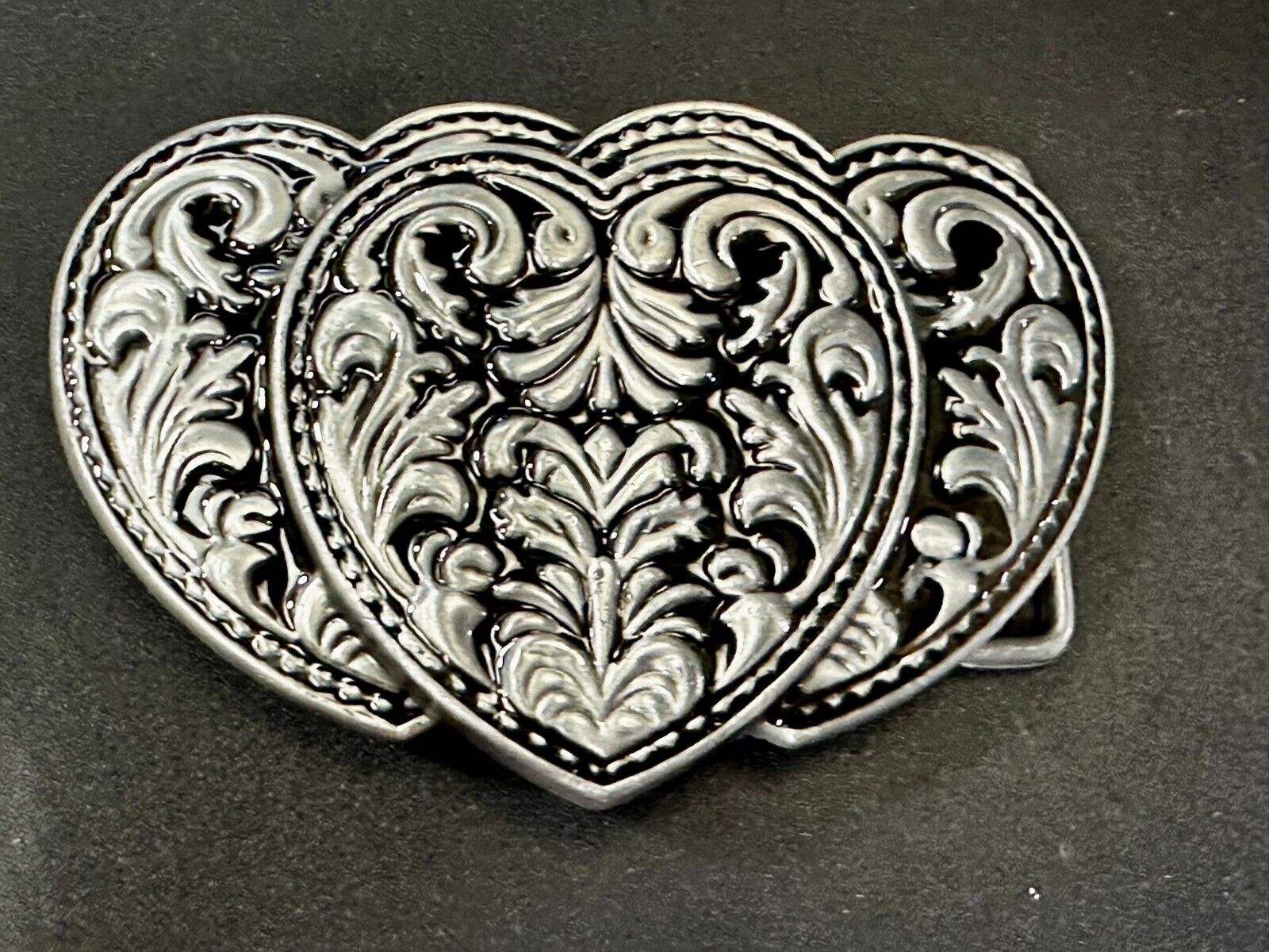 Three Heart Shaped Western Cutout Two Tone Cowgirls Belt Buckle