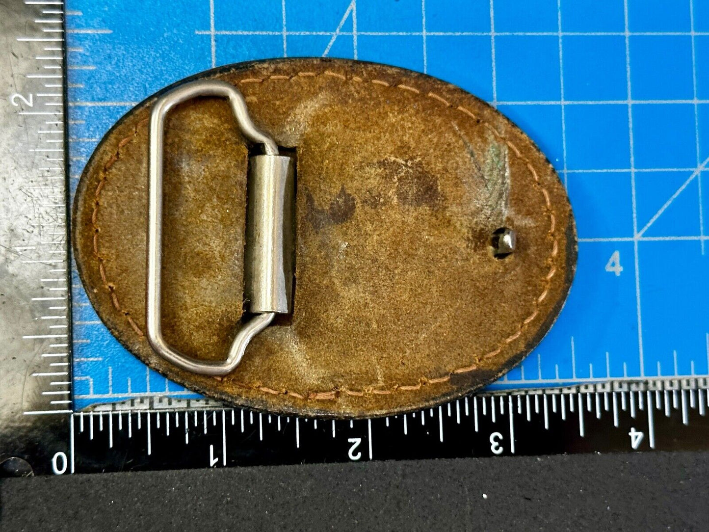 Beautiful Nature Scenery on Vintage Brown Leather Oval Belt Buckle