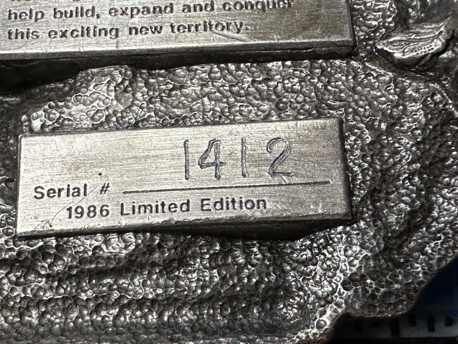 Ames Tools  Pioneers Conquer the West Belt Buckle, 1986 Siskiyou Belt Buckle