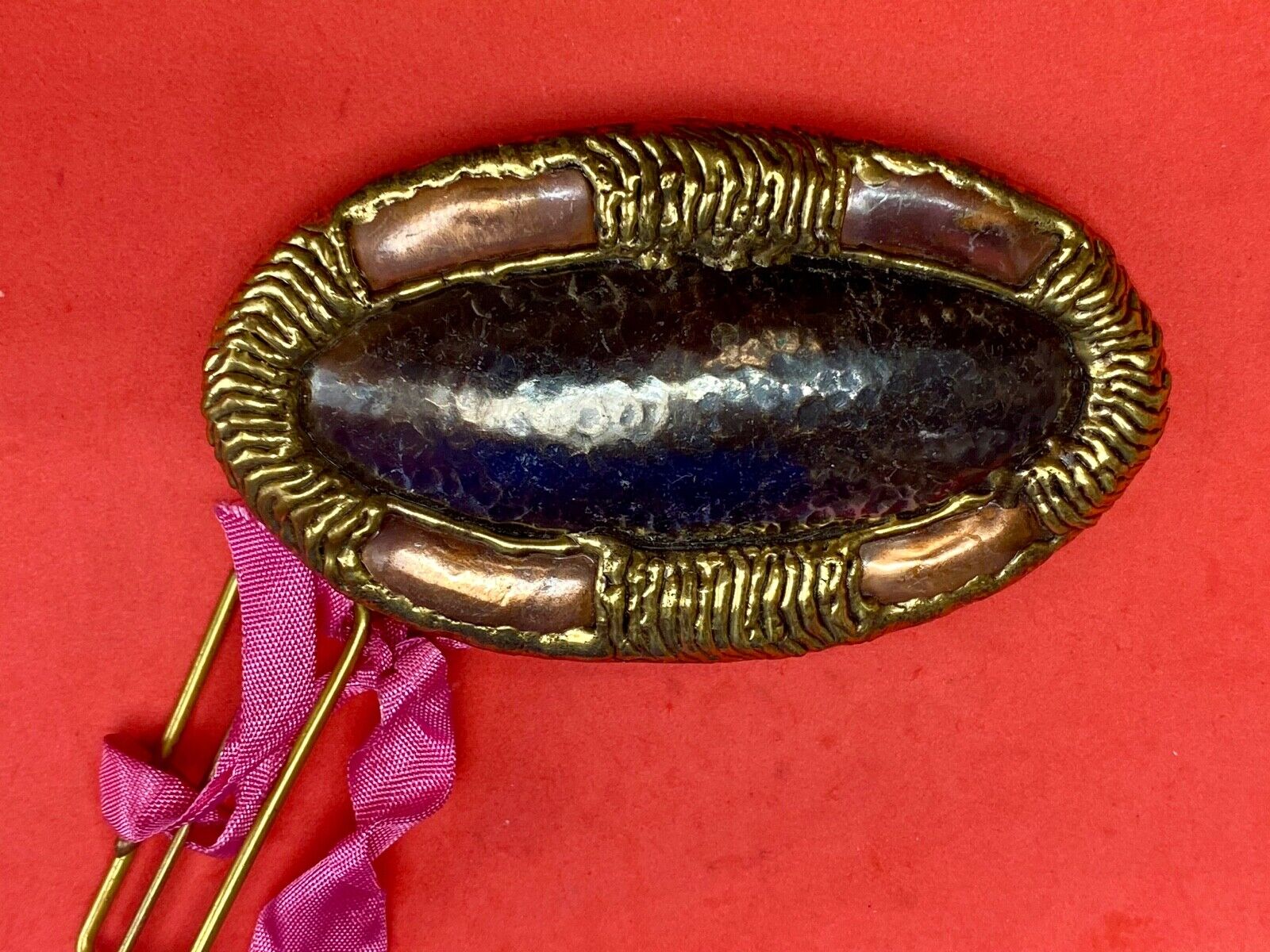 Vintage India inspired mixed metal artisan belt buckle