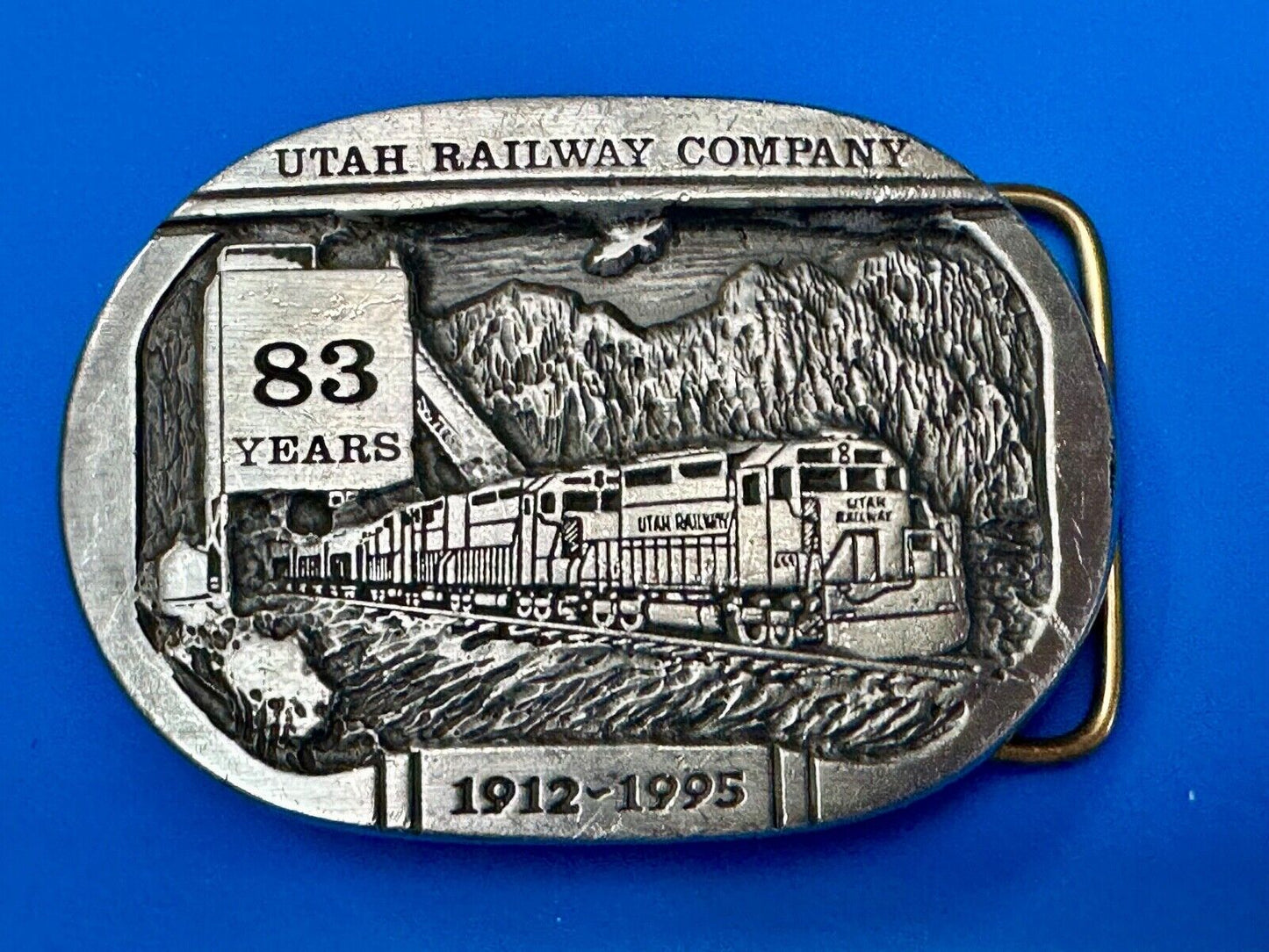 Utah Railway Co Vtg Train Railroad 83 Years - Gary Prazen Sculpture Belt Buckle
