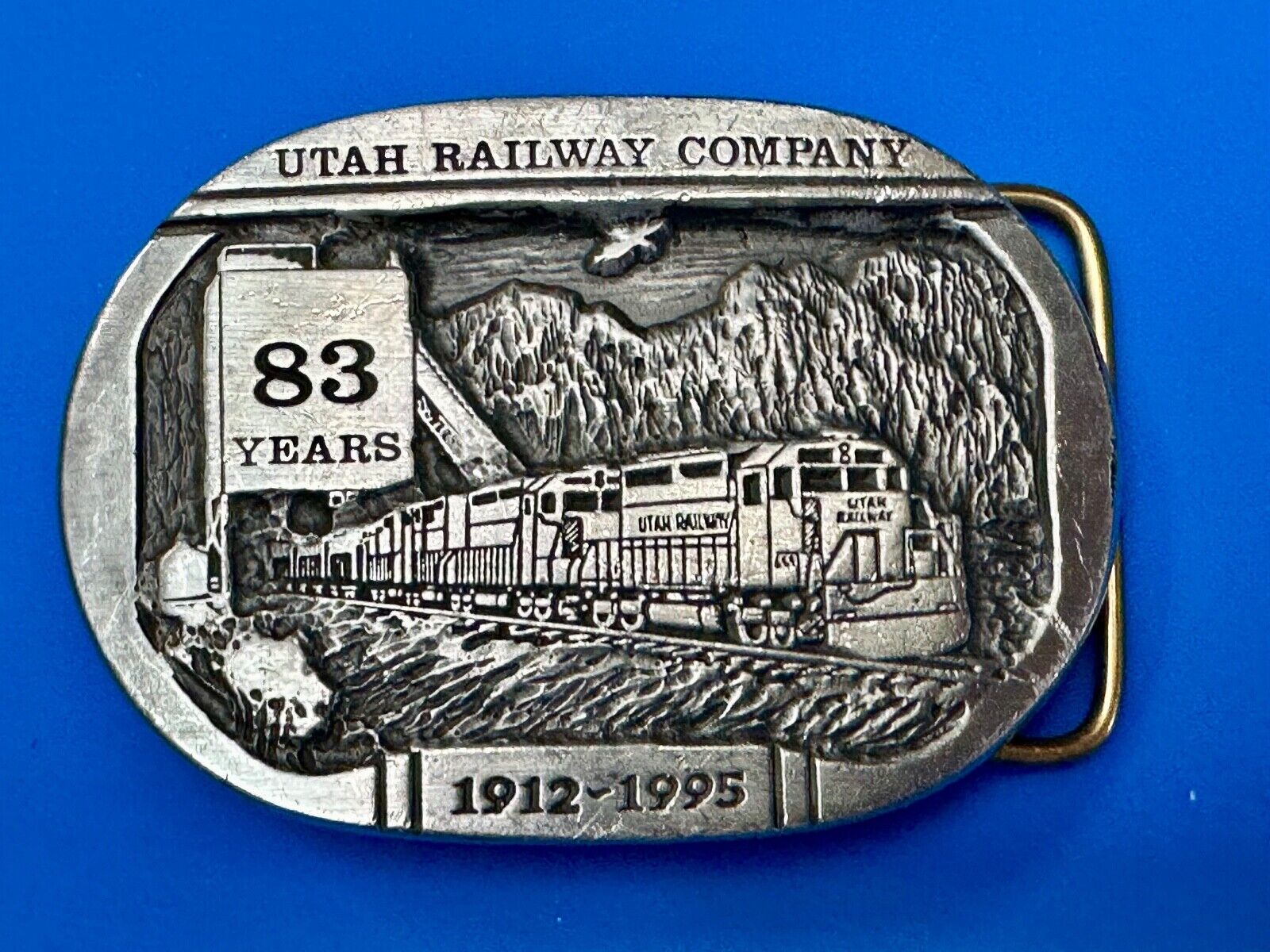 Utah Railway Co Vtg Train Railroad 83 Years - Gary Prazen Sculpture Belt Buckle