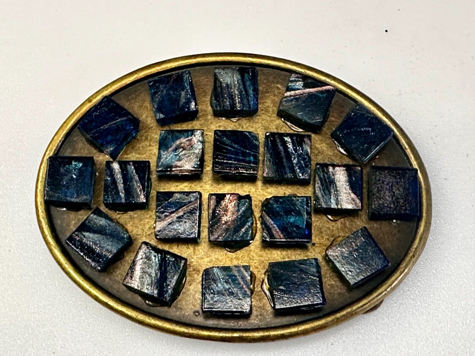 Artisan Stone Cubes - Native American Indian Style? Unique Oval Belt Buckle