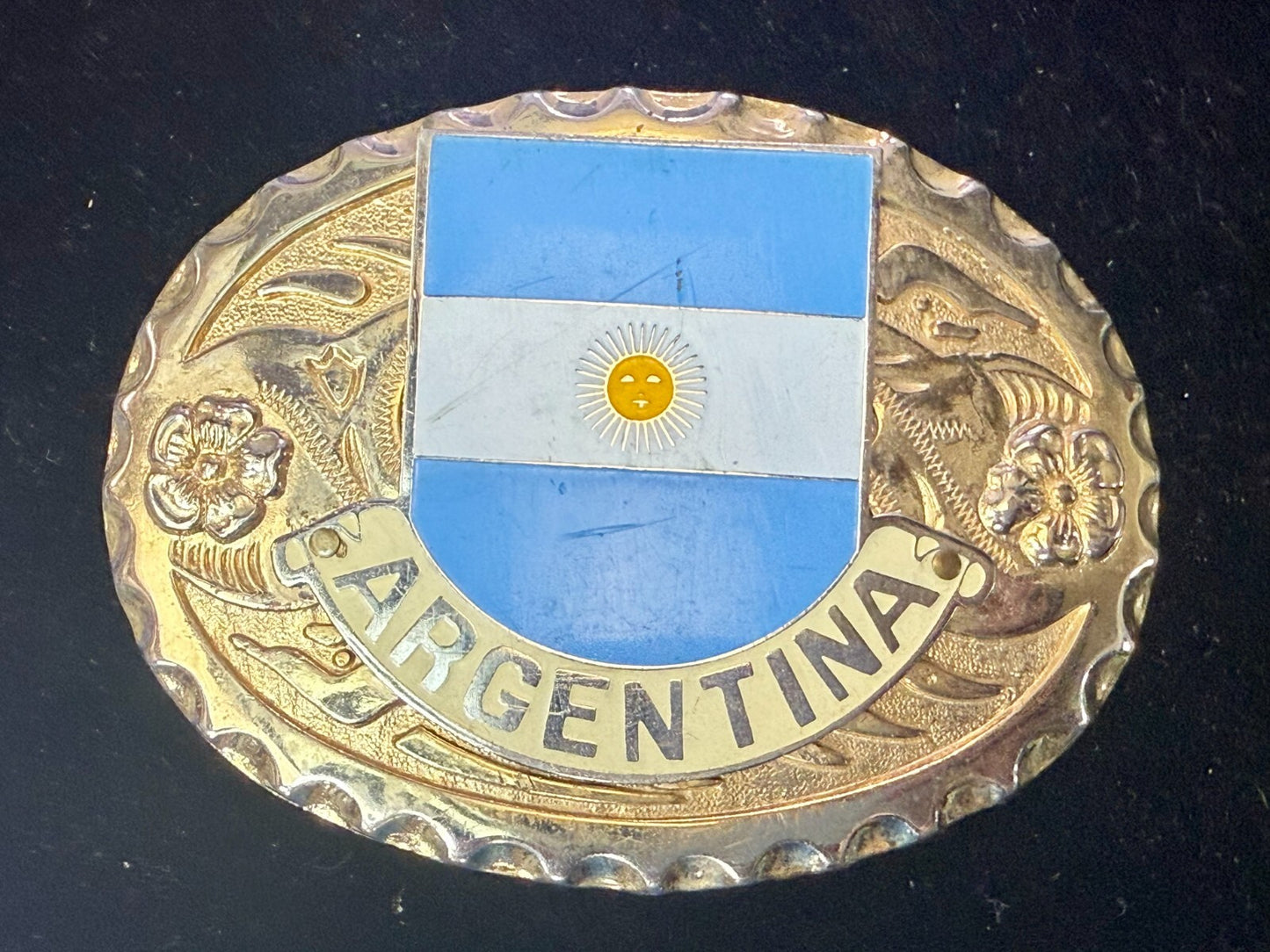 Argentina Argentine Republic Country Flag Patriotic Western Framed Belt Buckle