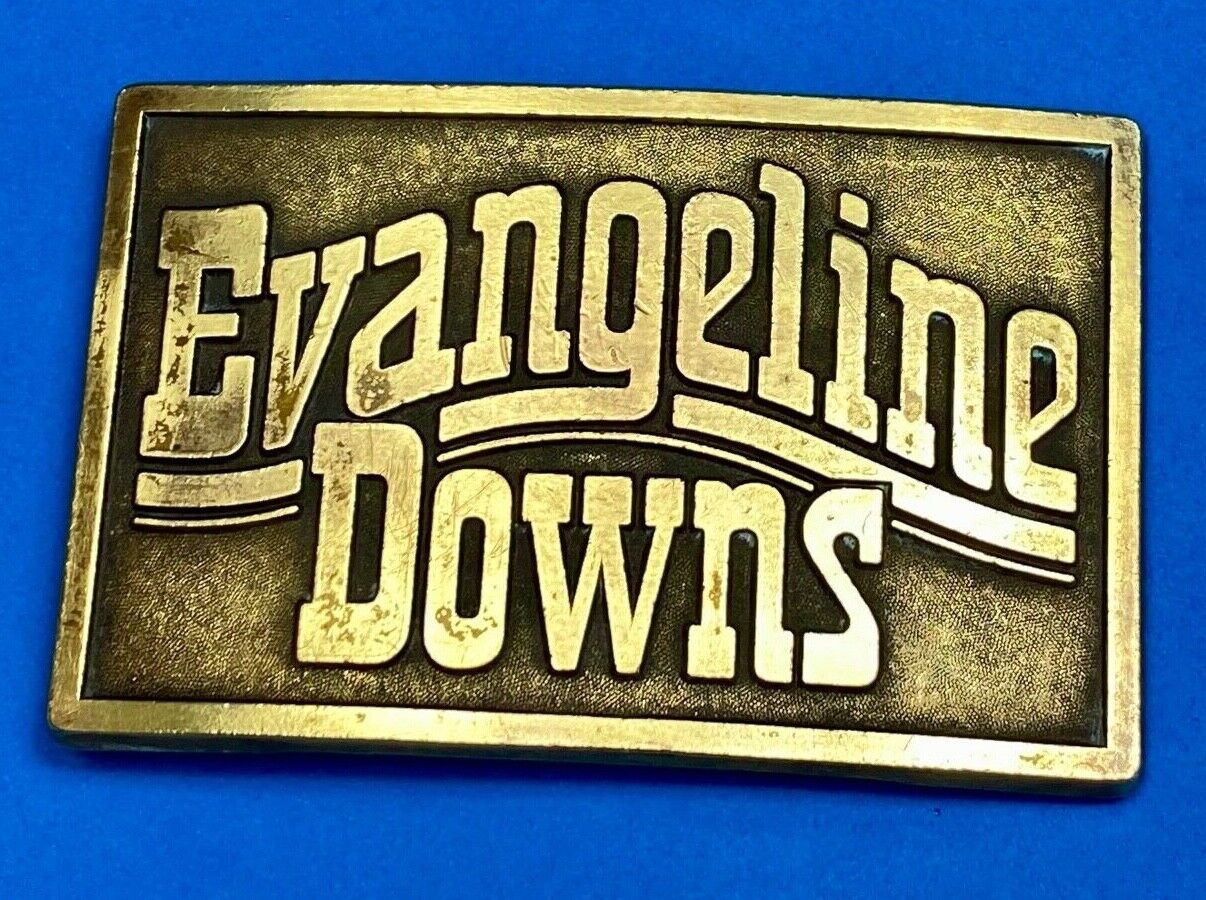 VINTAGE 1970s **EVANGELINE DOWNS** HORSE TRACK SPORTS BETTING BELT BUCKLE 