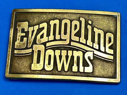 VINTAGE 1970s **EVANGELINE DOWNS** HORSE TRACK SPORTS BETTING BELT BUCKLE 