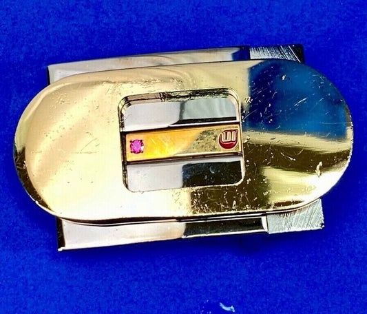 The United Illuminating UI  Ruby accented belt buckle by Jostens 
