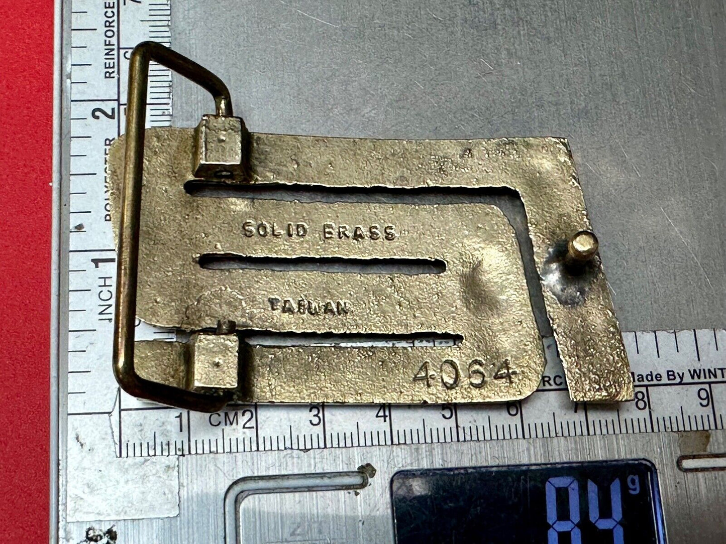 Abstract Design R Company Emblem? Vintage  Solid Brass Belt Buckle