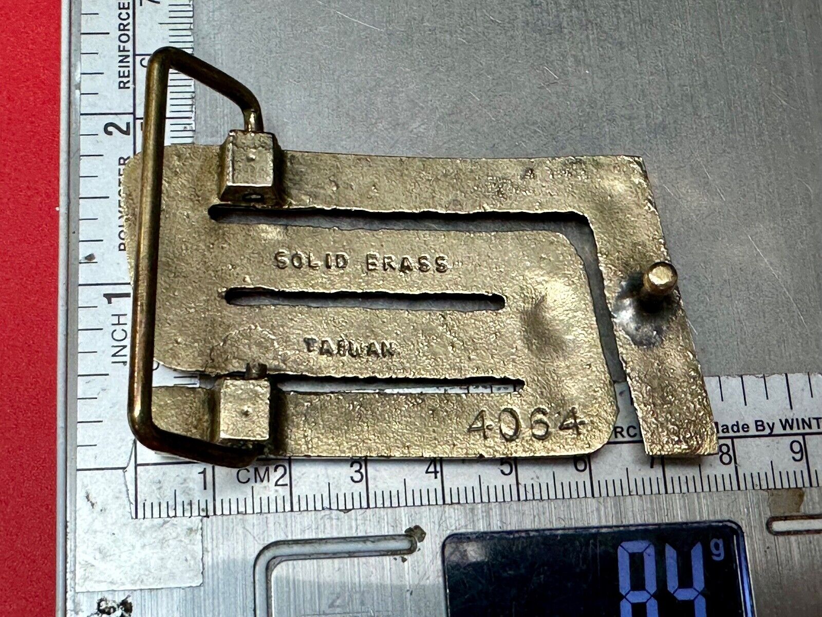 Abstract Design R Company Emblem? Vintage  Solid Brass Belt Buckle