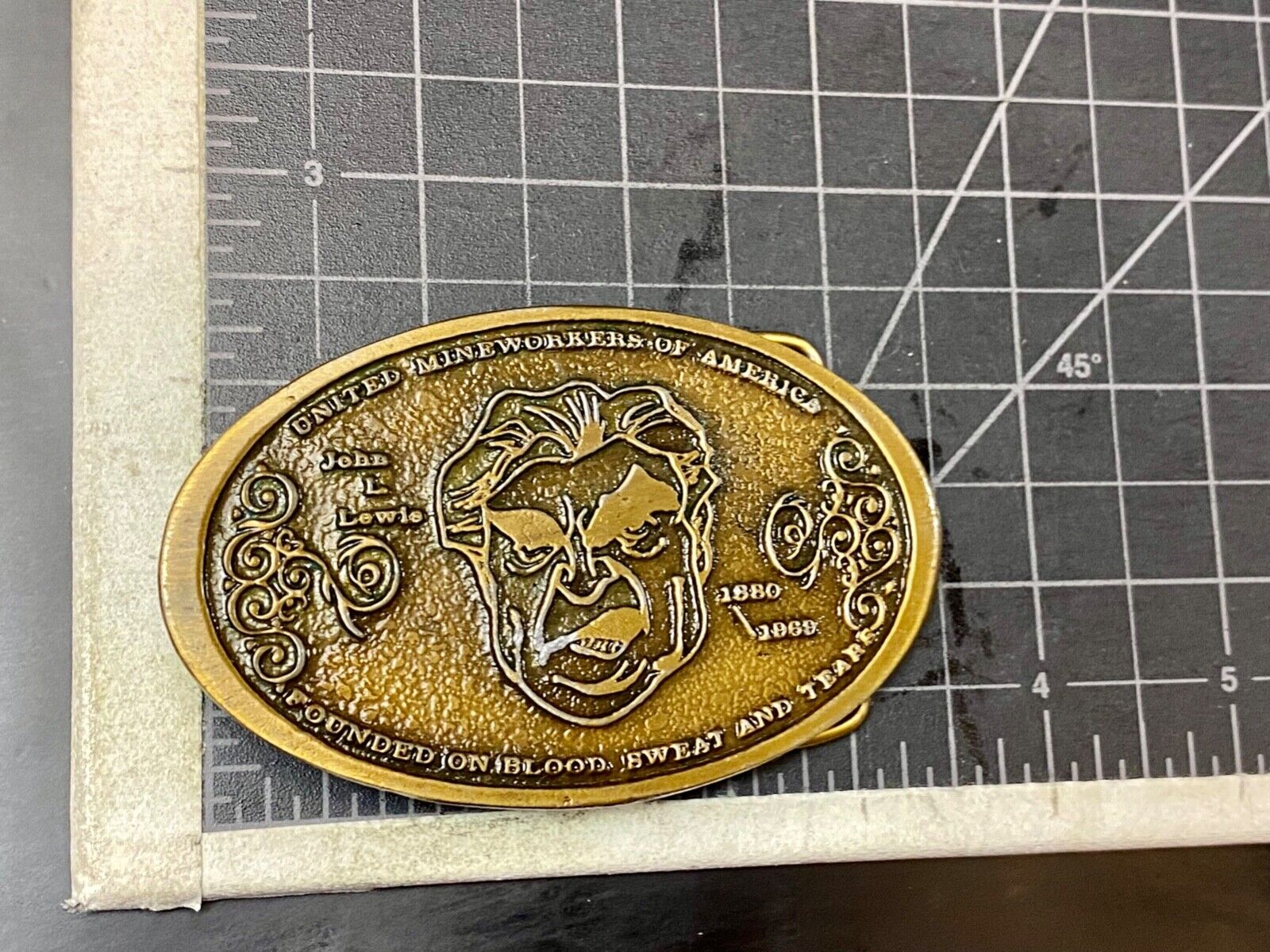 United Mine Workers Umwa Coal Mining 1880-1969 Vintage Belt Buckle John L Lewis
