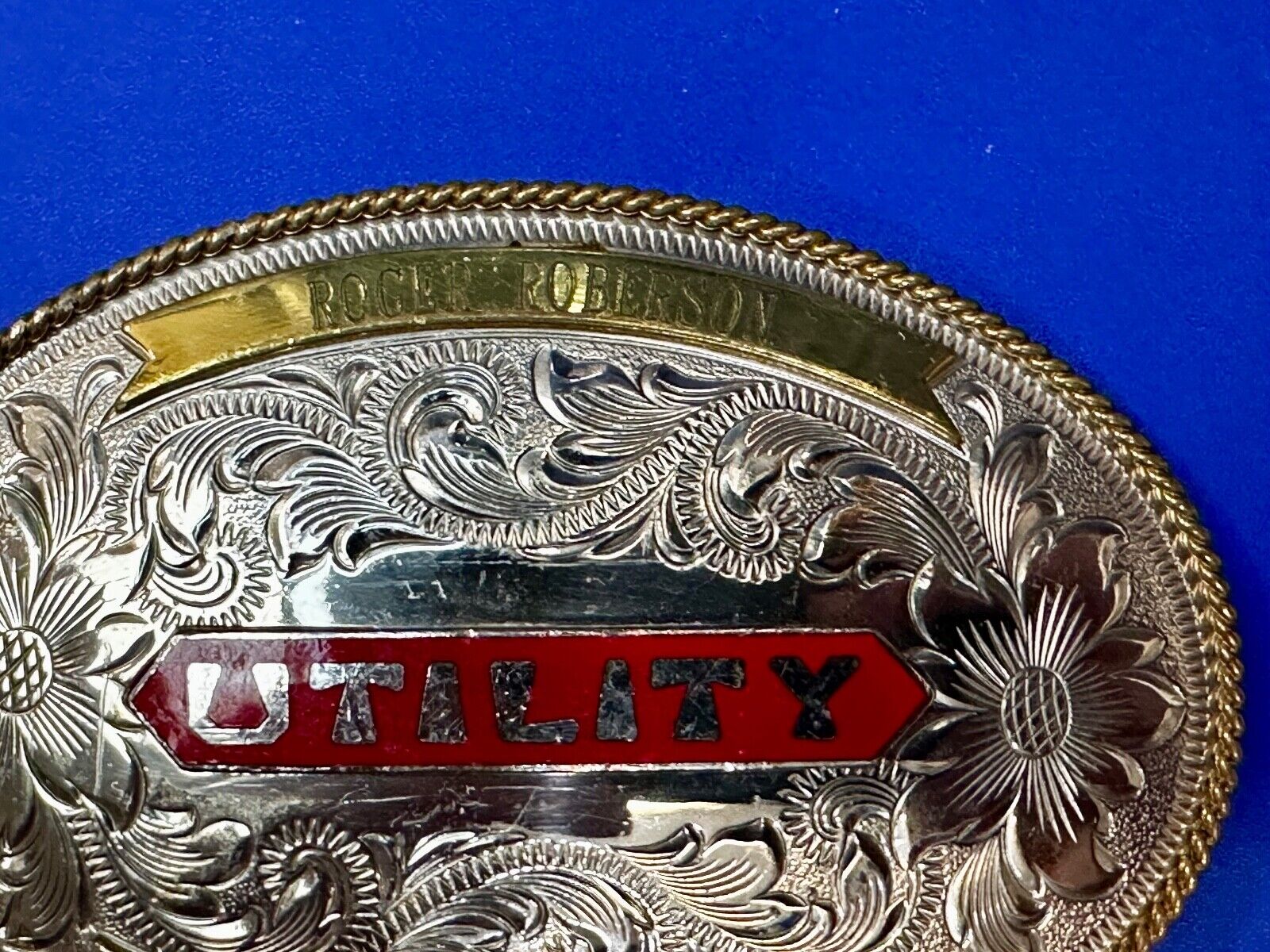 Utility Western Trophy Style Pre Fab Transit Tonkin  German Silver Belt Buckle