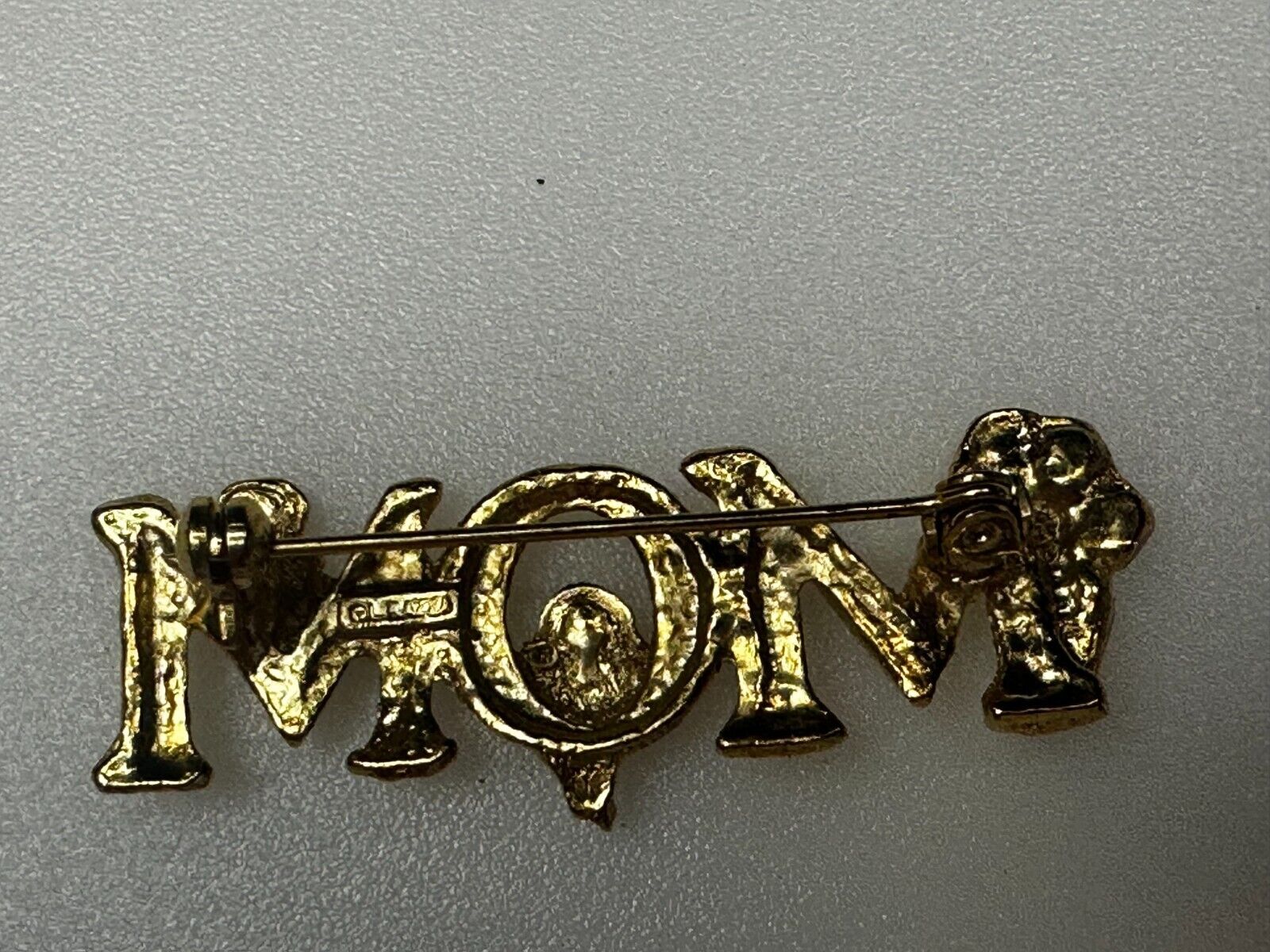 Angel MOM Mothers Day Gift Gold Tone Brooch Pin Signed  L. Razza