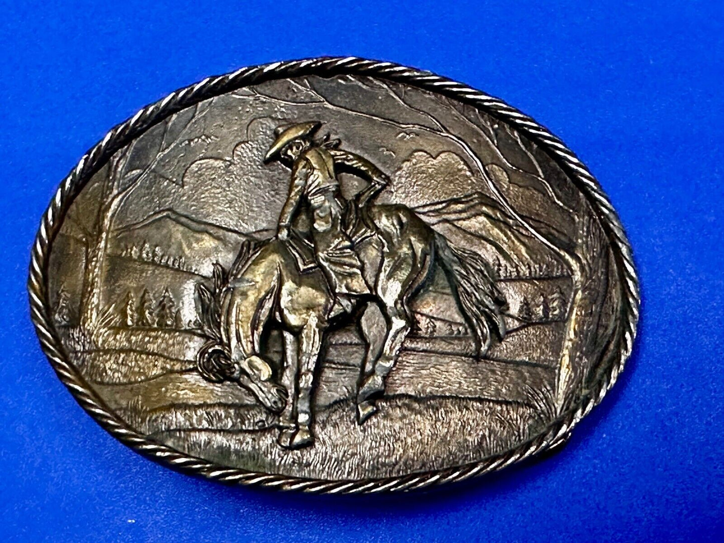 Vintage 1980's Cowboy Saddle Bronc The Great American Belt  Buckle Co