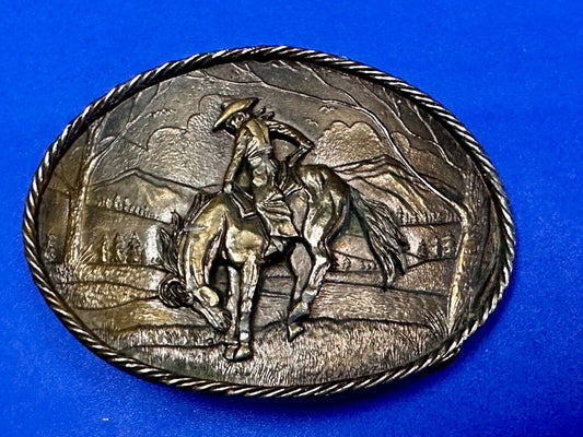 Vintage 1980's Cowboy Saddle Bronc The Great American Belt  Buckle Co