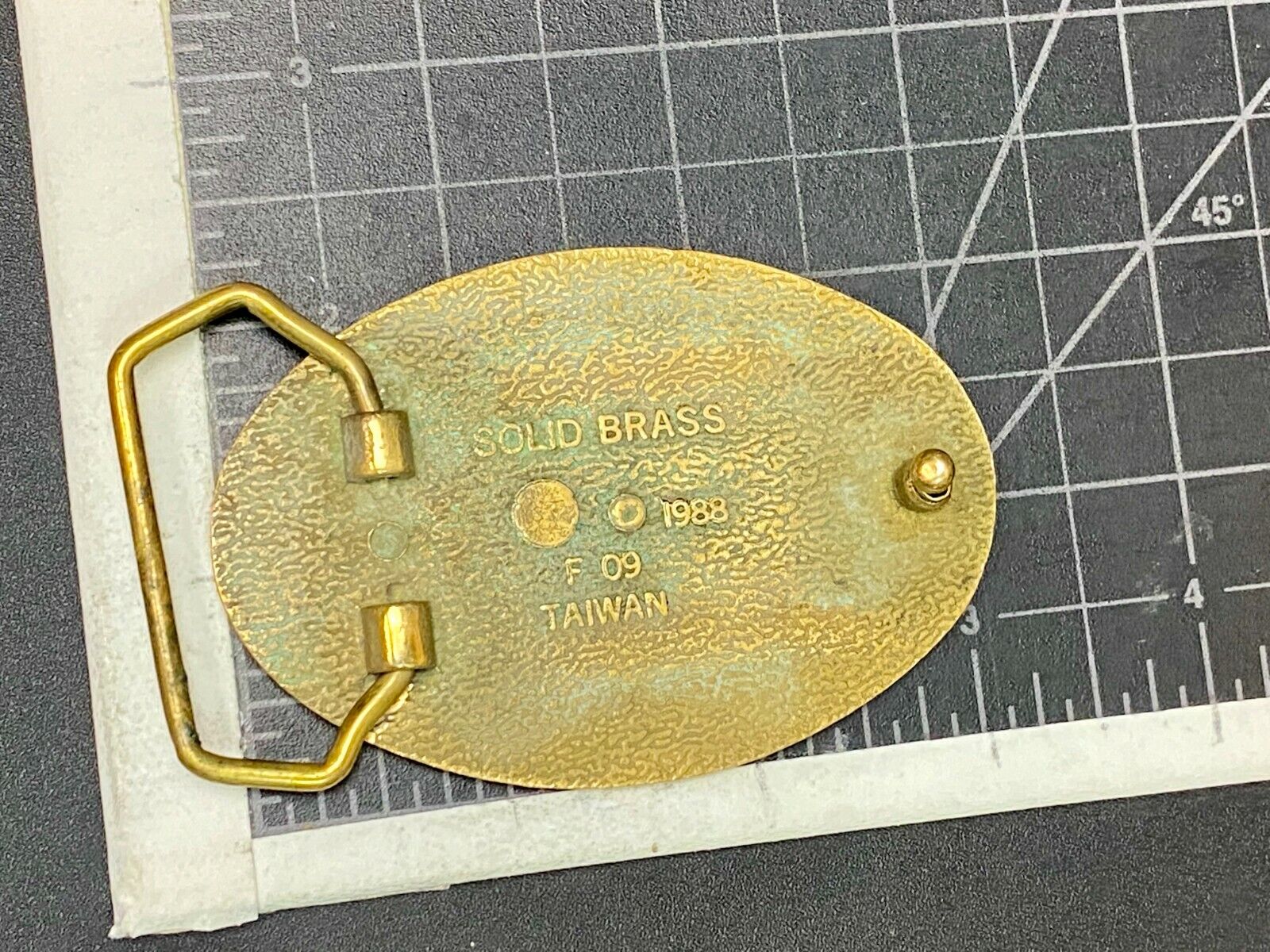 Unknown To Me~!   Pinky Slba Farming 1988 Vintage F-09 Solid Brass Belt Buckle