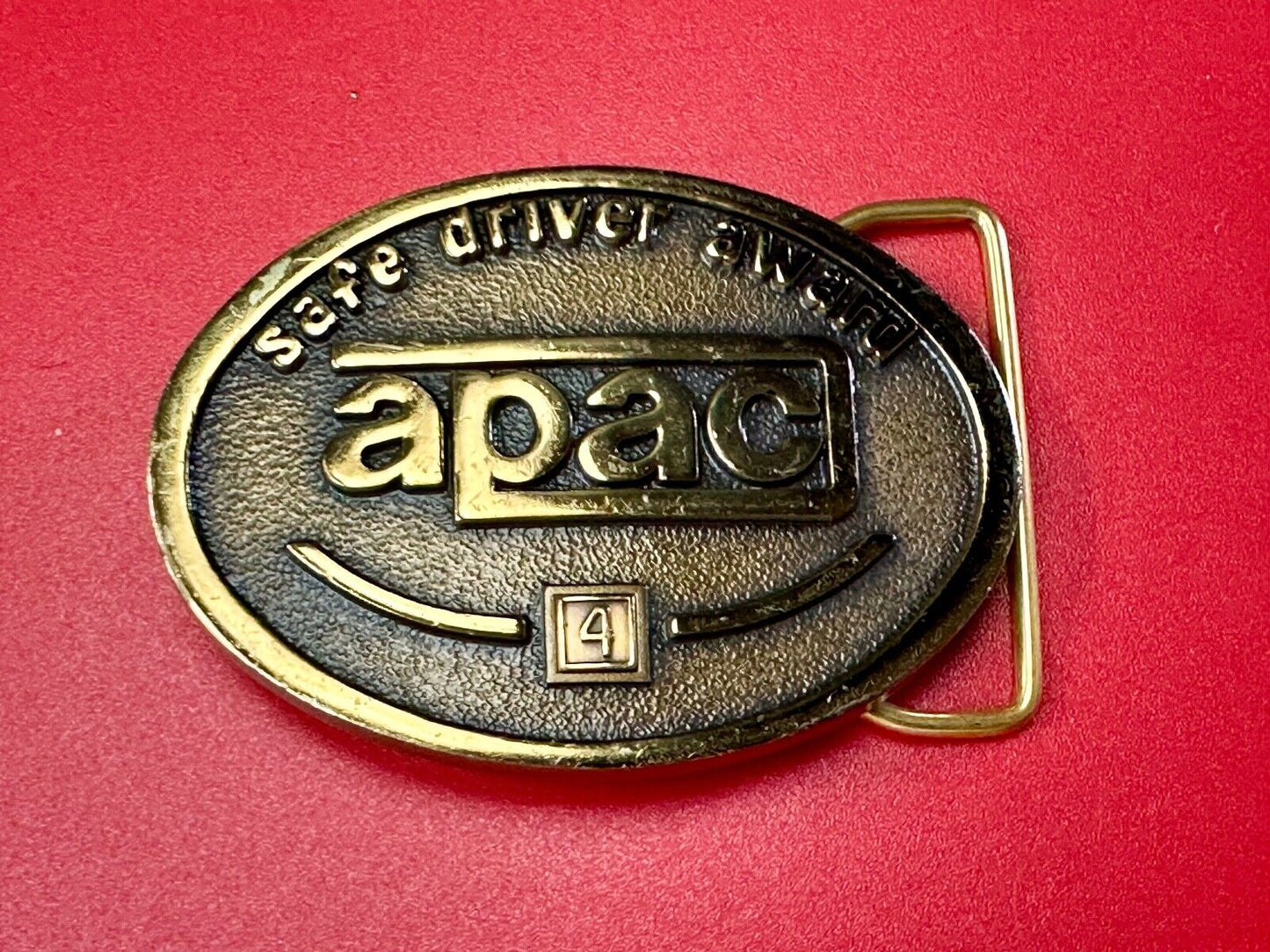 APAC Safe Driver Award belt buckle with 4 year pin by Jostens