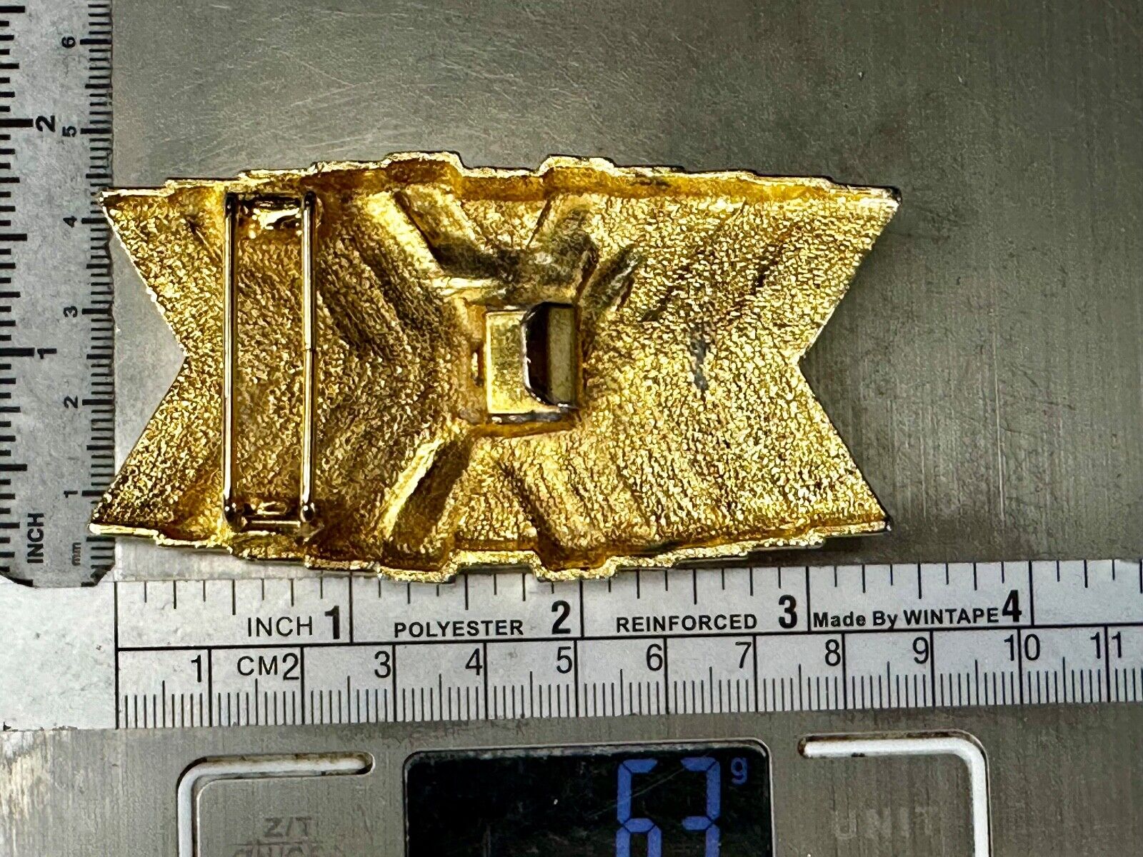 Abstract X Patten Design Hippy Boho Vibe Large Gold Tone Vintage Belt Buckle
