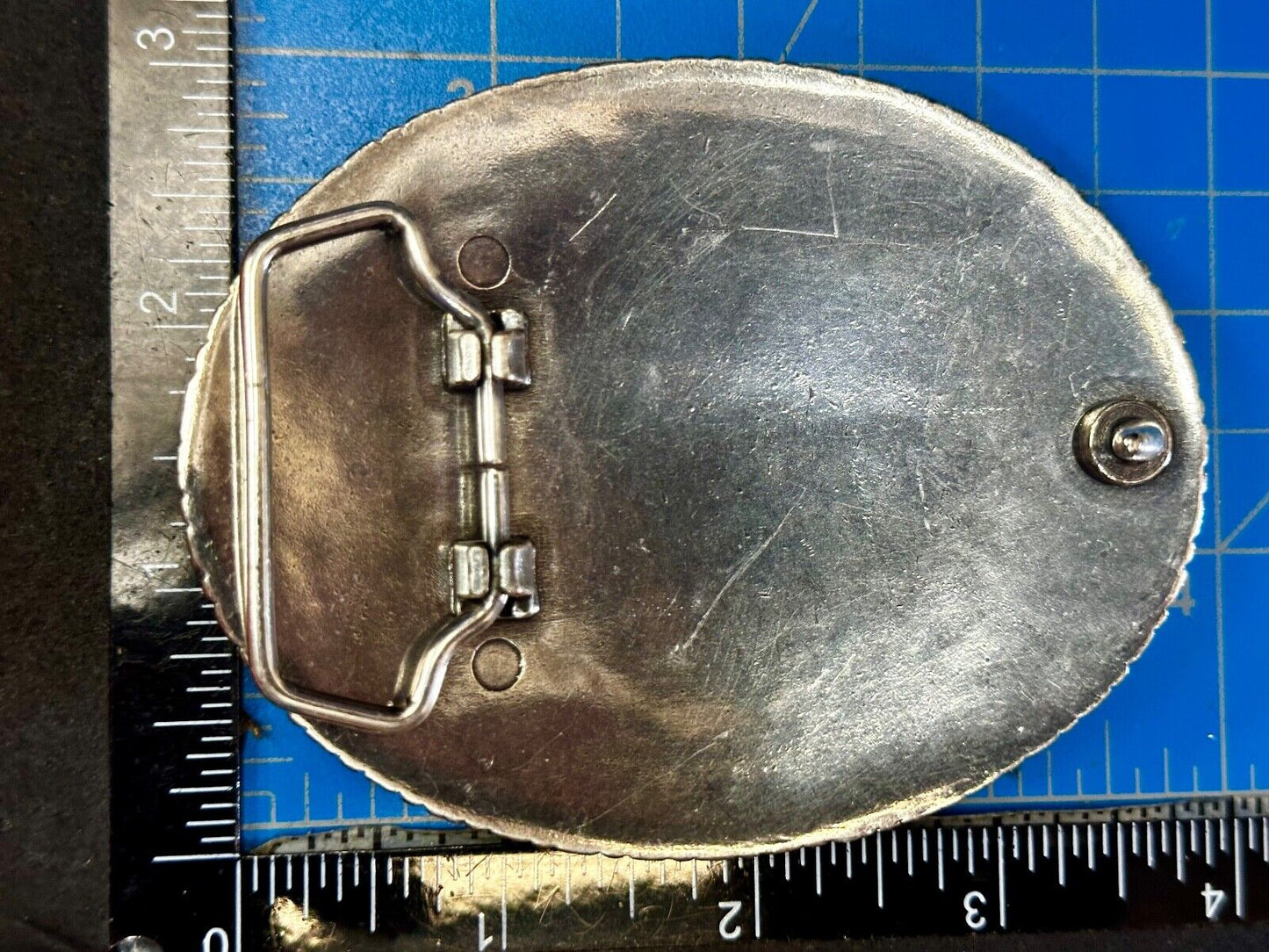 Vintage Cowboy Saddle Bronc western 4"  oval belt buckle with star boarder
