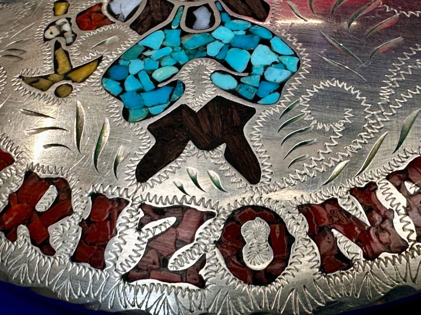 Arizona Gold Prospector Turquoise Inlay Stone Native Indian Art Vibe Belt Buckle
