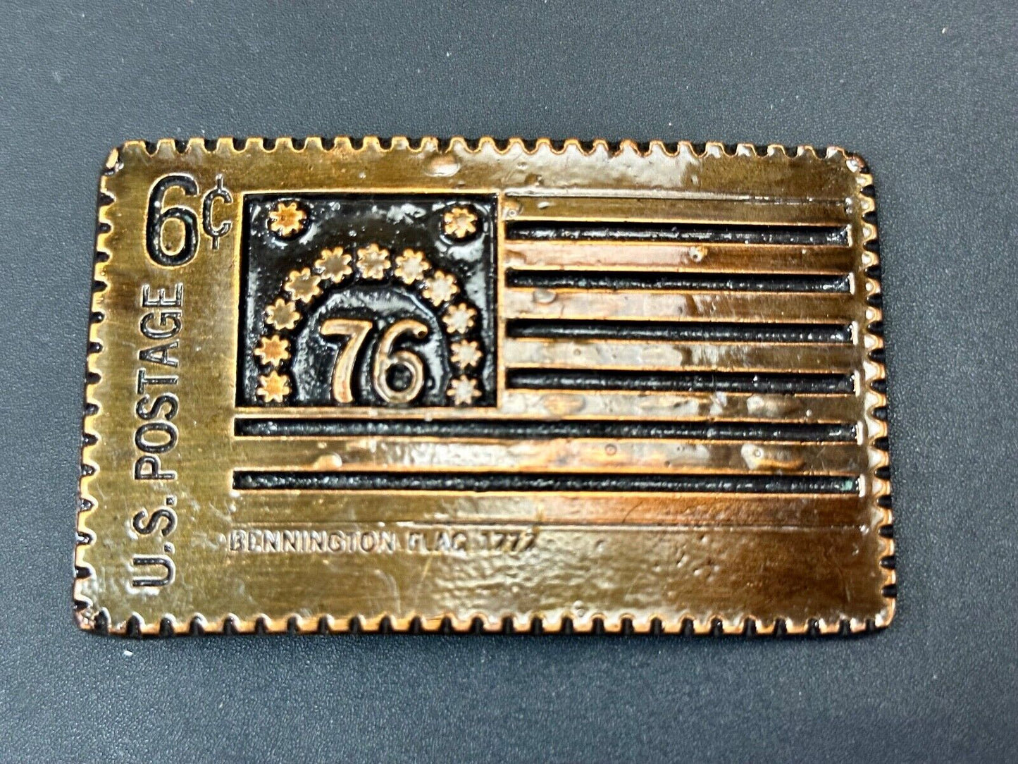 US STAMP Bicentennial celebration America figural belt buckle by Oden