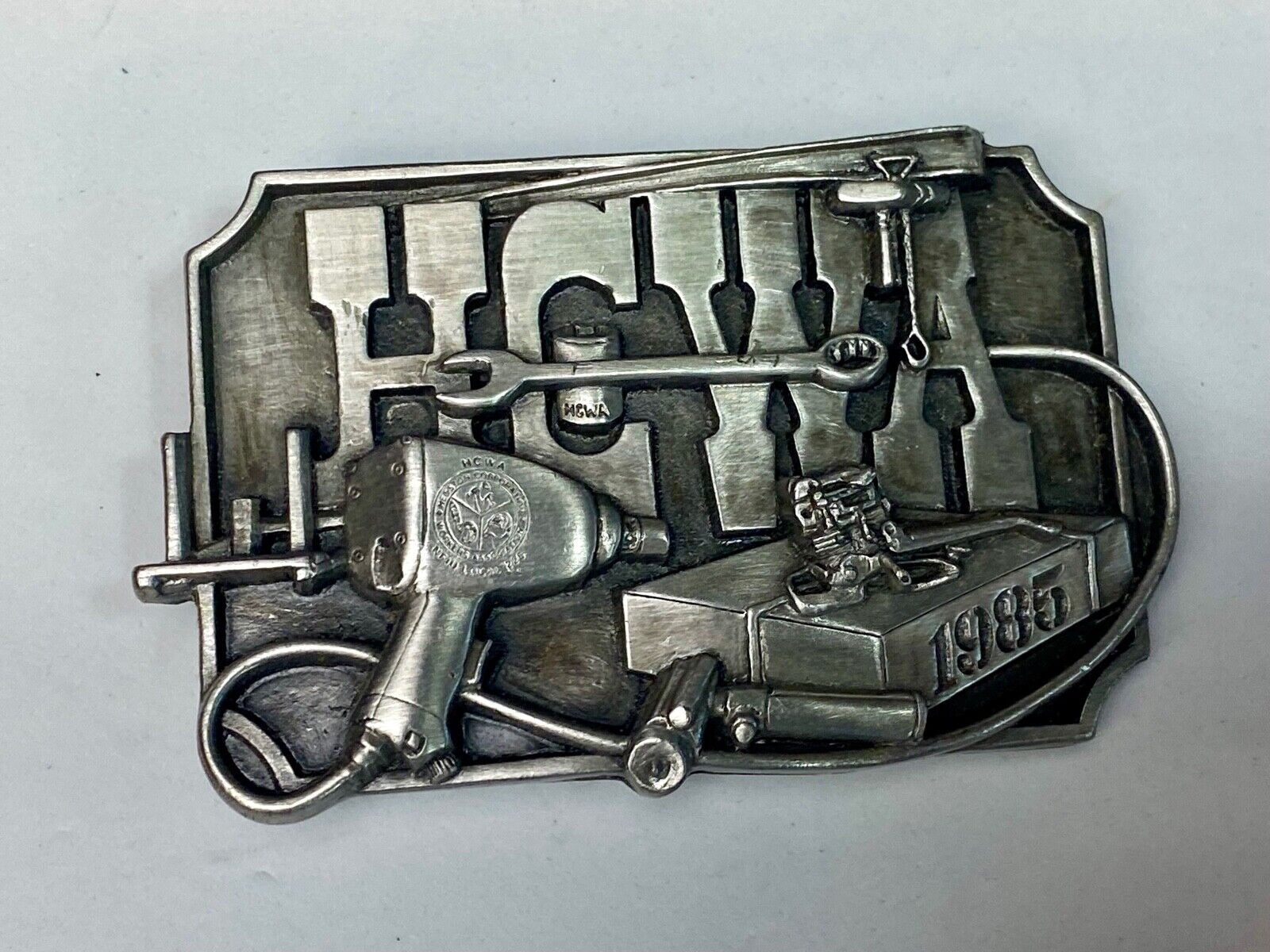 1985 Hcwa Hesston Corp Workers Association Commemorative Belt Buckle 
