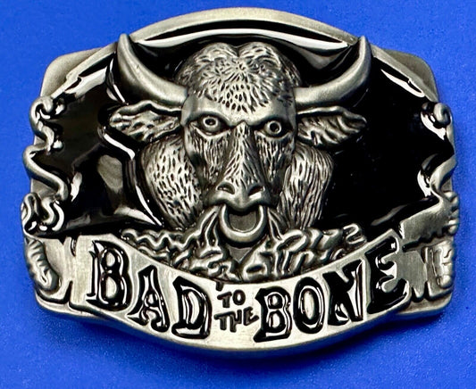 BAD TO THE BONE! RAGING BULL NOVELTY WESTERN RODEO COWBOY'S RIDER BELT BUCKLE
