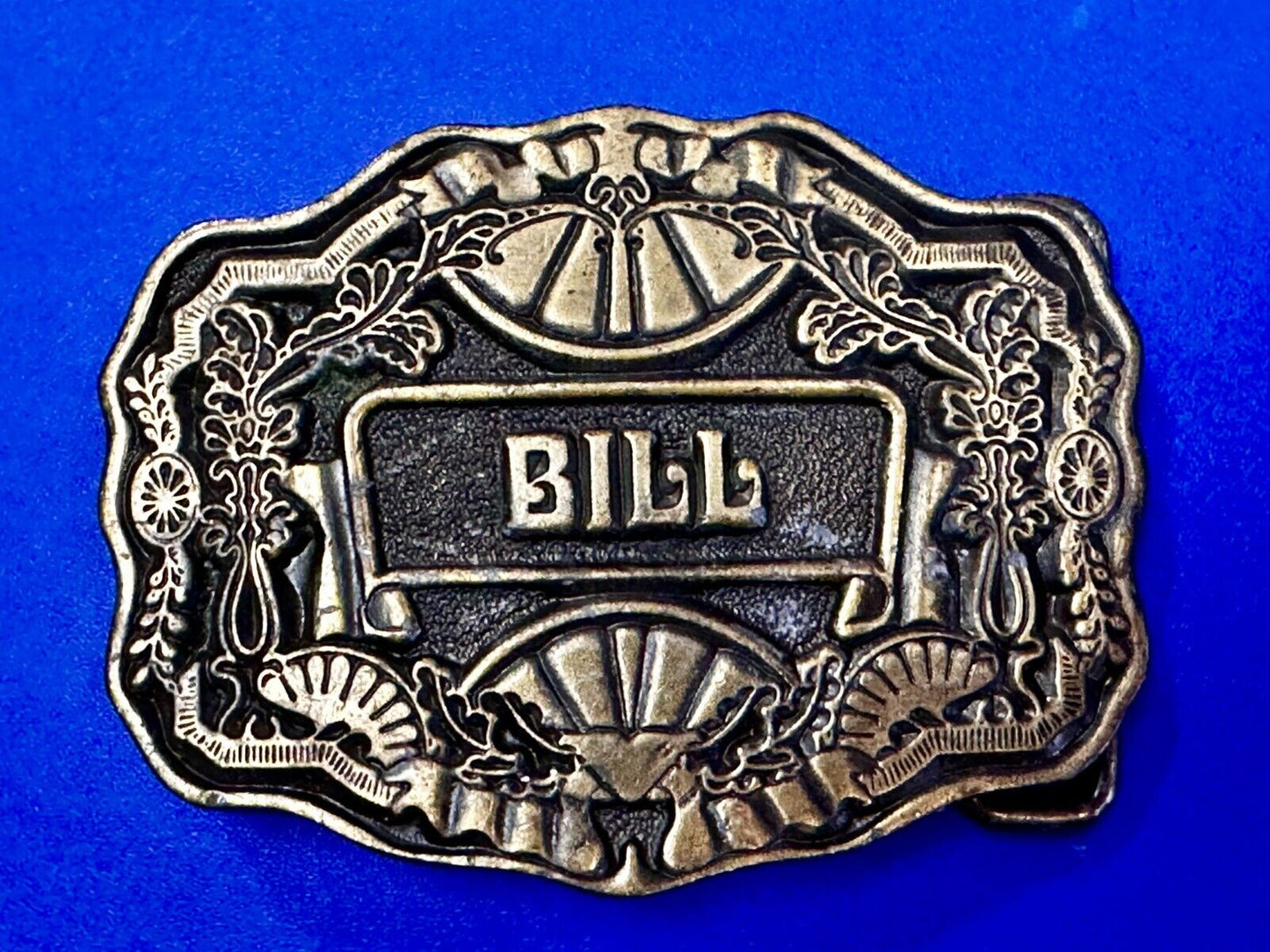 1970s BILL Name - Custom Brass Tone Metal Oden USA Personalized Belt Buckle