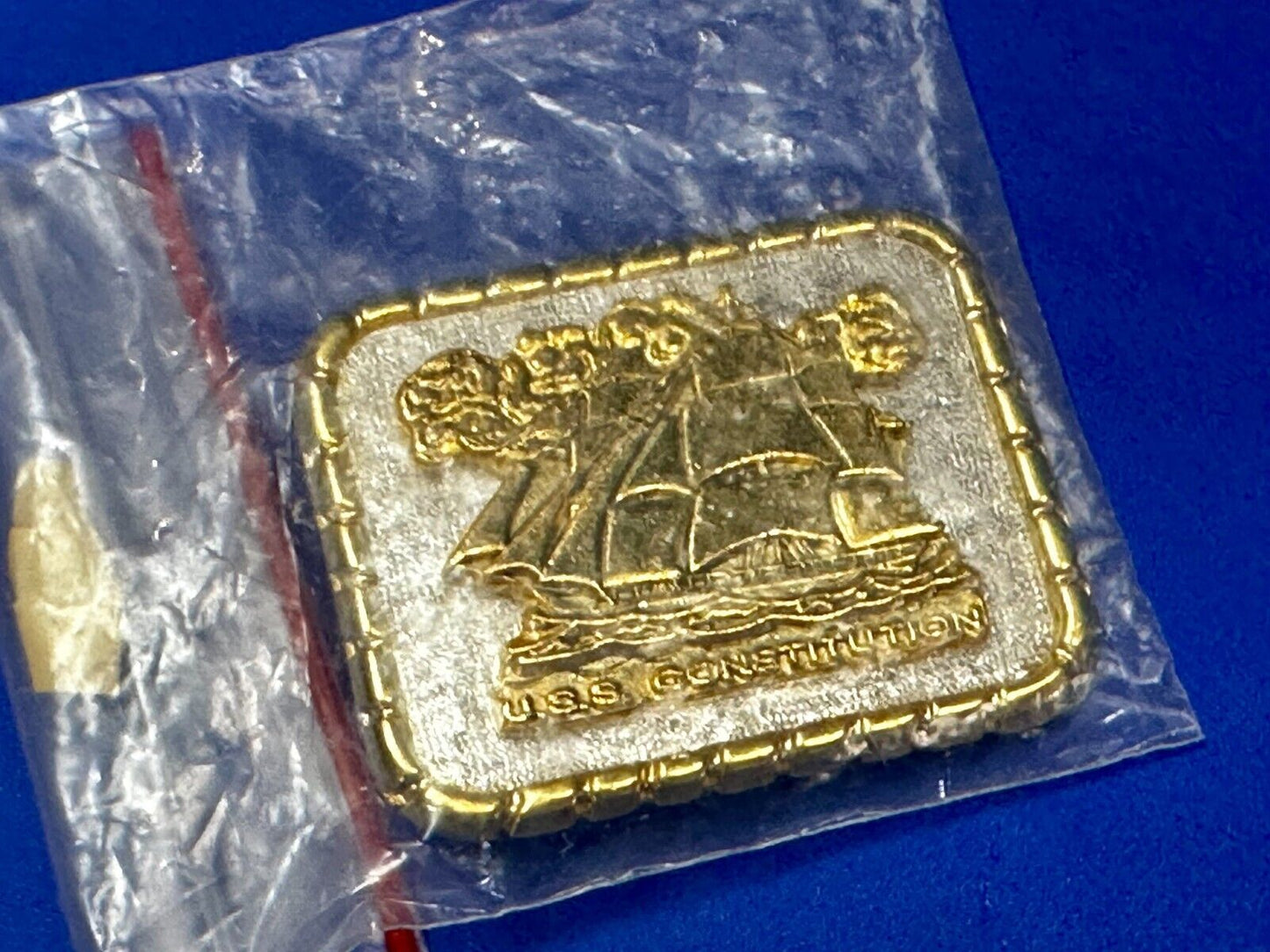 USS Constitution Masted Ship USA  Small Two Tone Commemorative NOS Belt Buckle