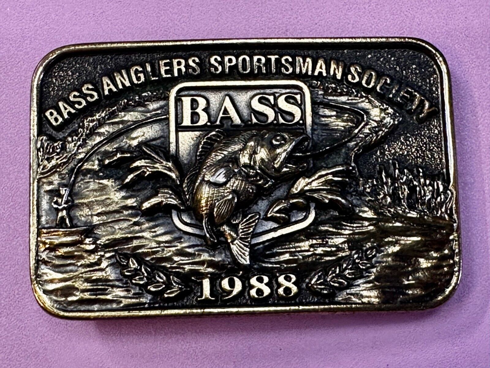 1988 Bass Anglers Sportsman Society Club Great American Belt Buckle