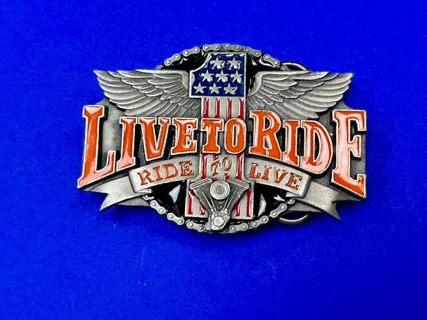 #1 Live to ride - Eagle Flag Bikers Motorcycles X-7 Siskiyou belt buckle