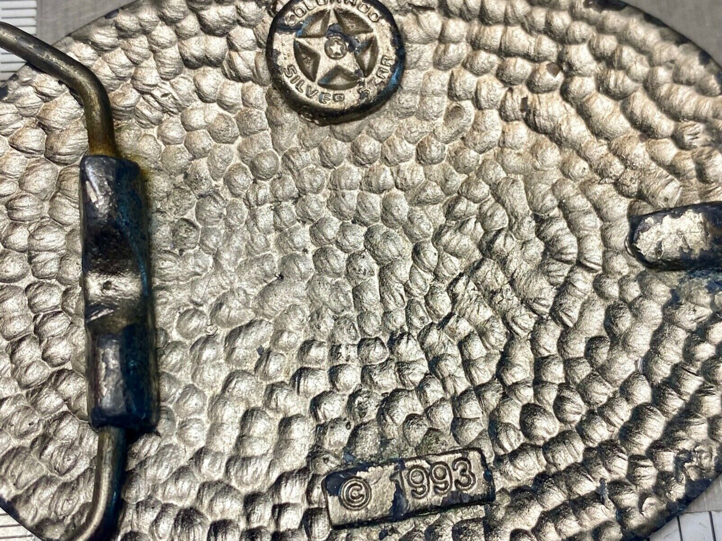 American Bald Eagle bust head with sharp beak Colorado silver star belt buckle