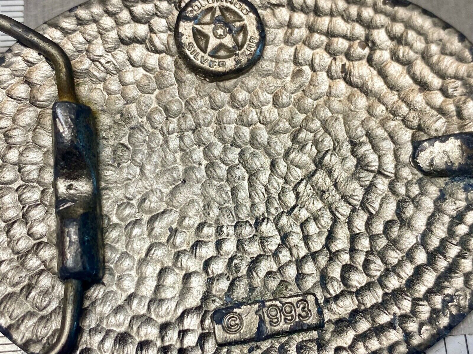 American Bald Eagle bust head with sharp beak Colorado silver star belt buckle