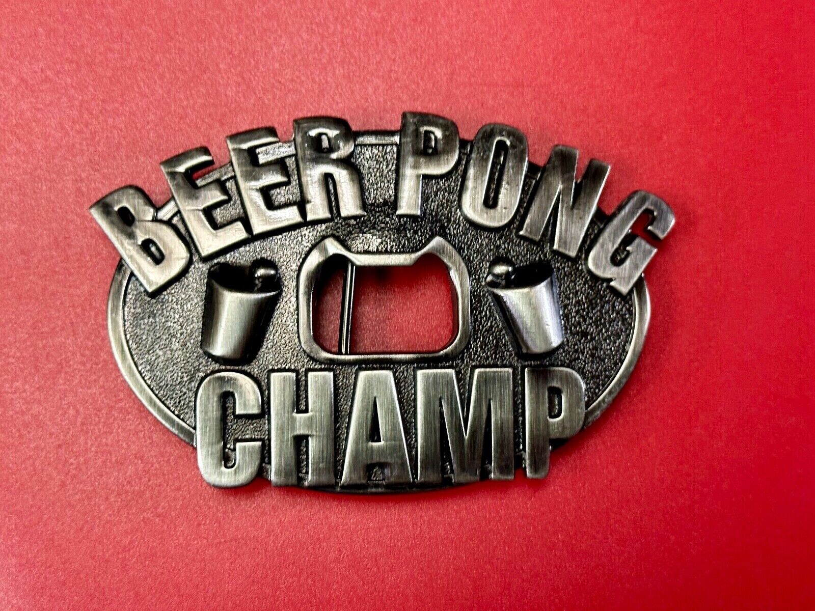 Beer Pong Champ - Novelty Funny BOTTLE OPENER & BELT BUCKLE