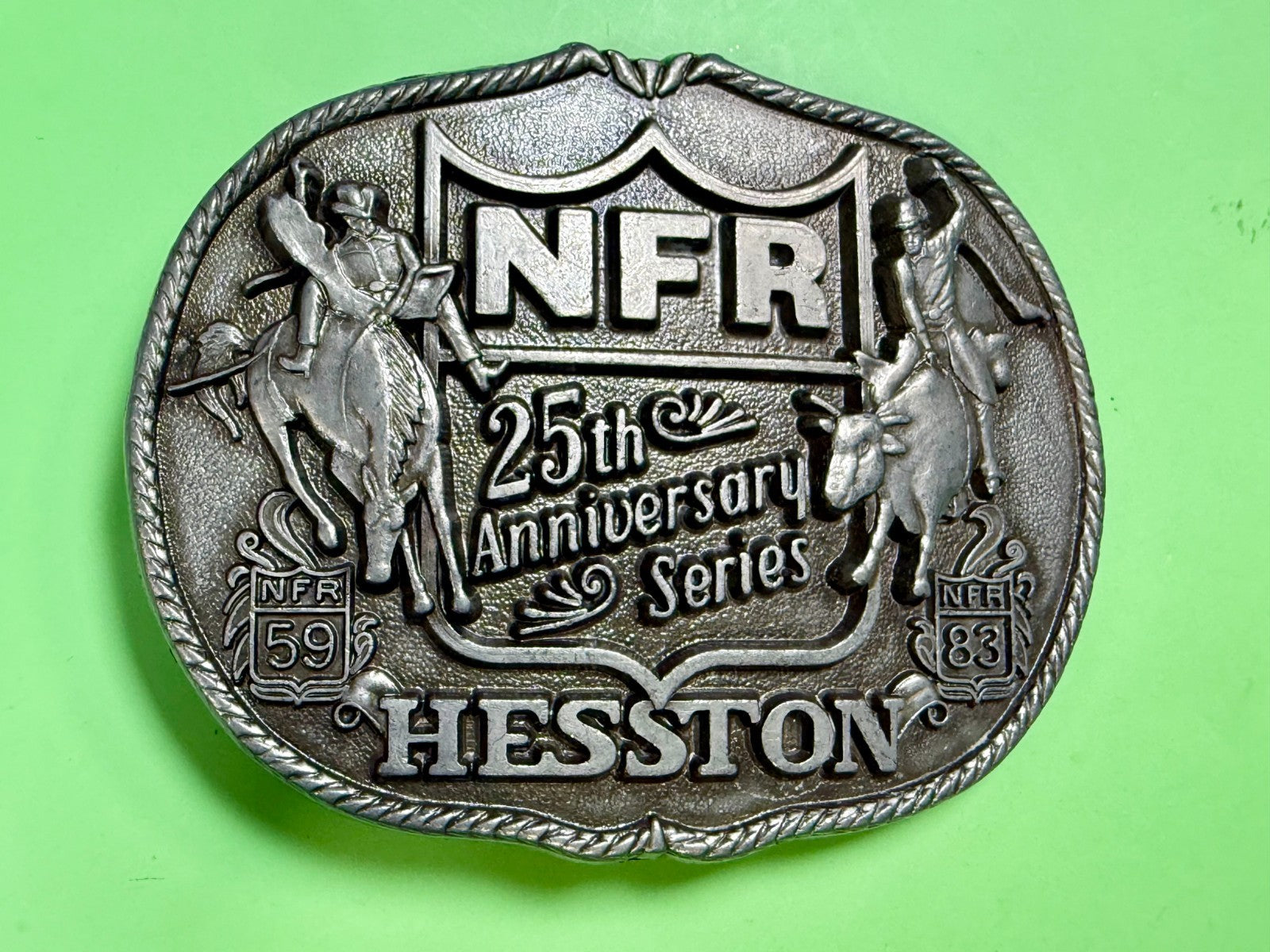 1983  Hesston Nfr National Finals Rodeo Cowboys 25Th Anniversary Belt Buckle