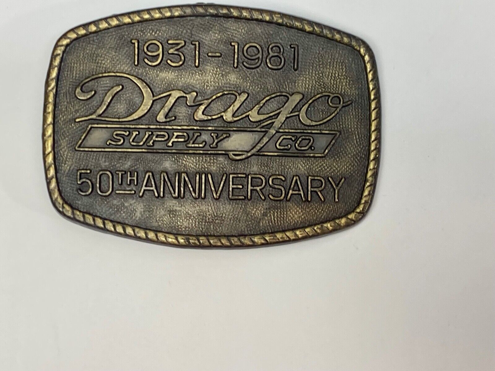 Vintage 1981 Drago Supply Company 50Th Anniversary Belt Buckle 